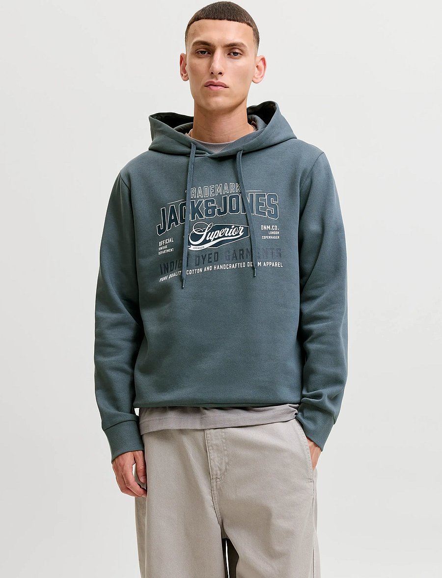 Jack & Jones - JJELOGO SWEAT HOOD 2 COL AW26 SN - kapuutsiga dressipluusid - turbulence - 0