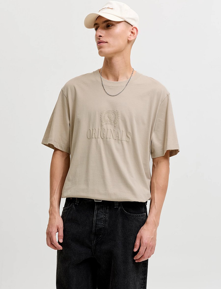 Jack & Jones - JORFREDERIKSBERG MONOGRAM TEE SS CN SN - feather gray - 0