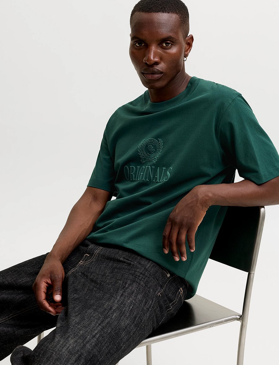 Jack & Jones - JORFREDERIKSBERG MONOGRAM TEE SS CN SN - kurzärmelige t-shirts - pine grove - 5