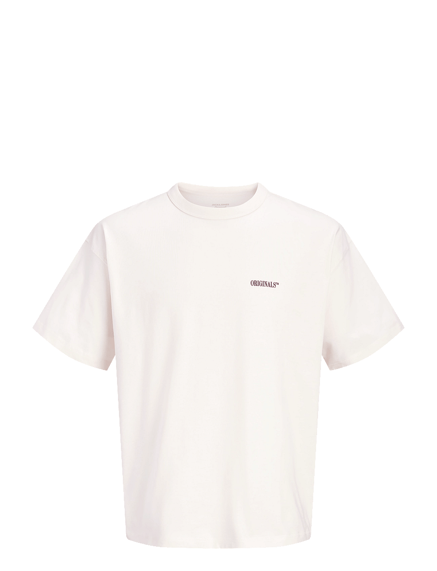 Jack & Jones - JORFREDERIKSBERG BACK TEE SS CN LN - kortärmade t-shirts - antique white - 1