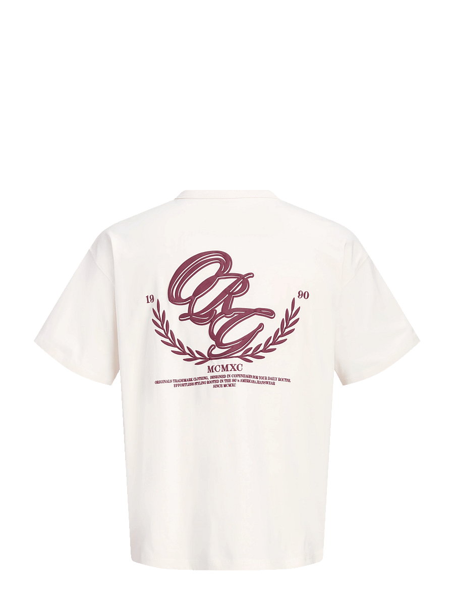 Jack & Jones - JORFREDERIKSBERG BACK TEE SS CN LN - kortärmade t-shirts - antique white - 2
