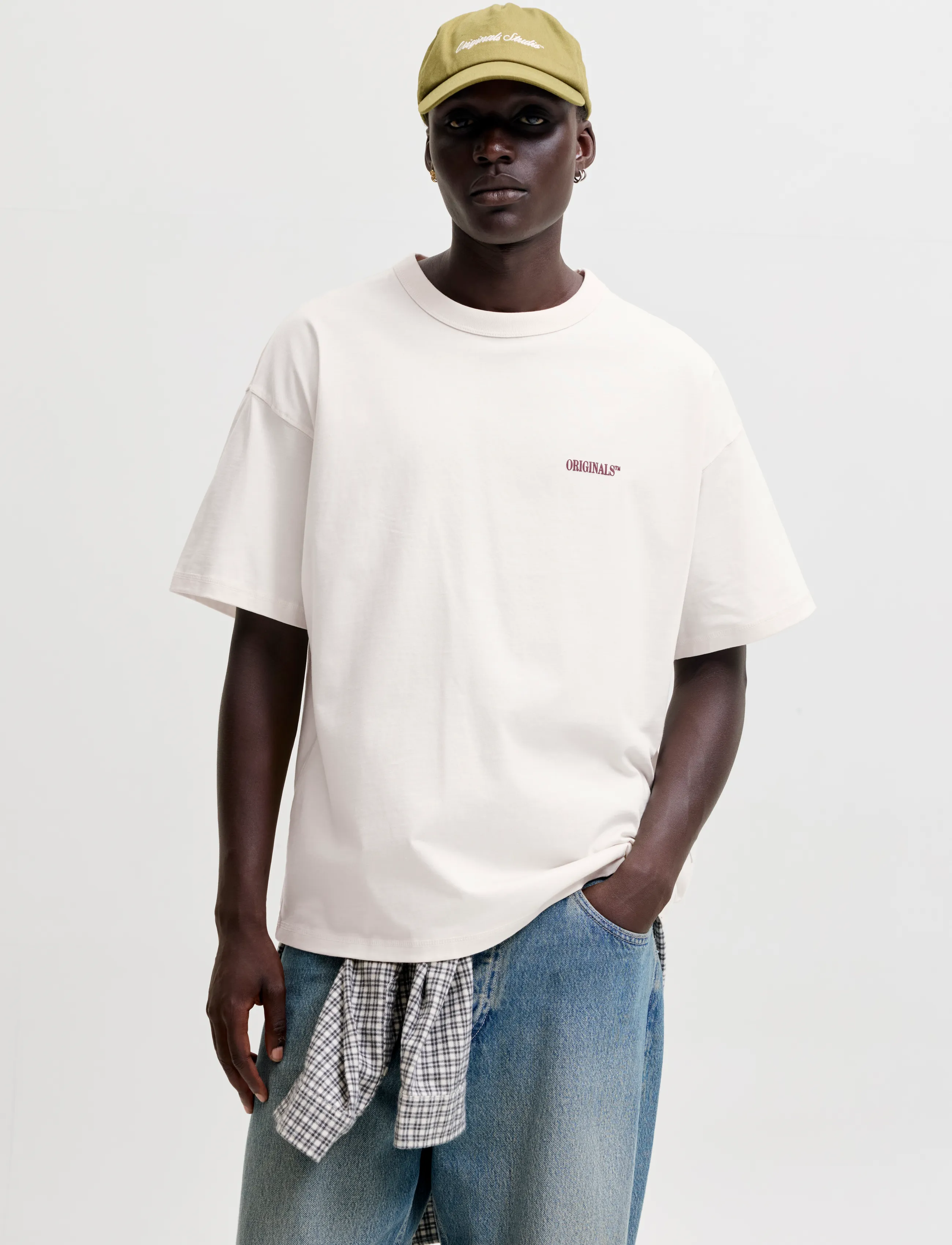 Jack & Jones - JORFREDERIKSBERG BACK TEE SS CN LN - kurzärmelige t-shirts - antique white - 0
