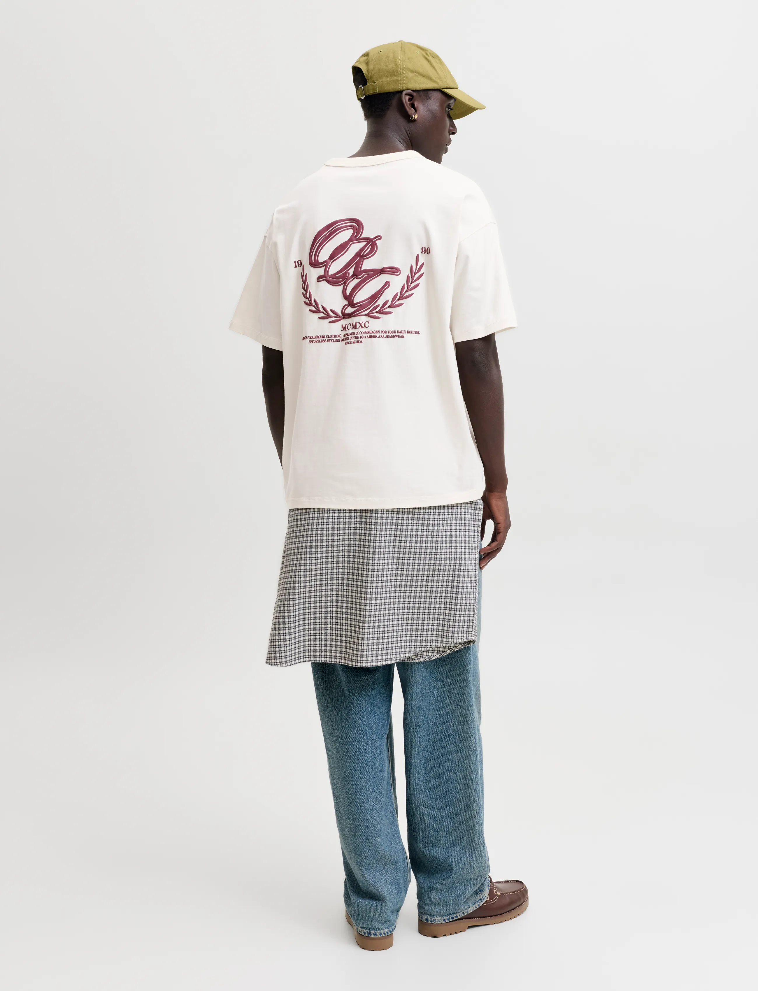 Jack & Jones - JORFREDERIKSBERG BACK TEE SS CN LN - kurzärmelige t-shirts - antique white - 3