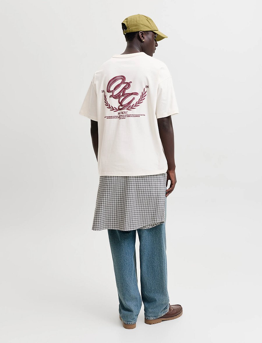 Jack & Jones - JORFREDERIKSBERG BACK TEE SS CN LN - kurzärmelige t-shirts - antique white - 3