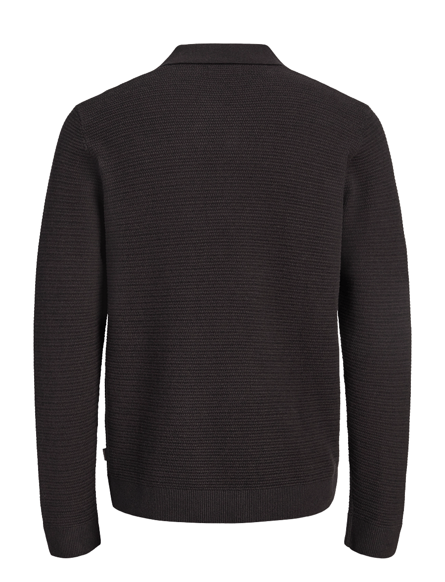 Jack & Jones - JPRBLURILEY KNIT POLO LS - långärmade stickade pikétröjor - ganache - 1