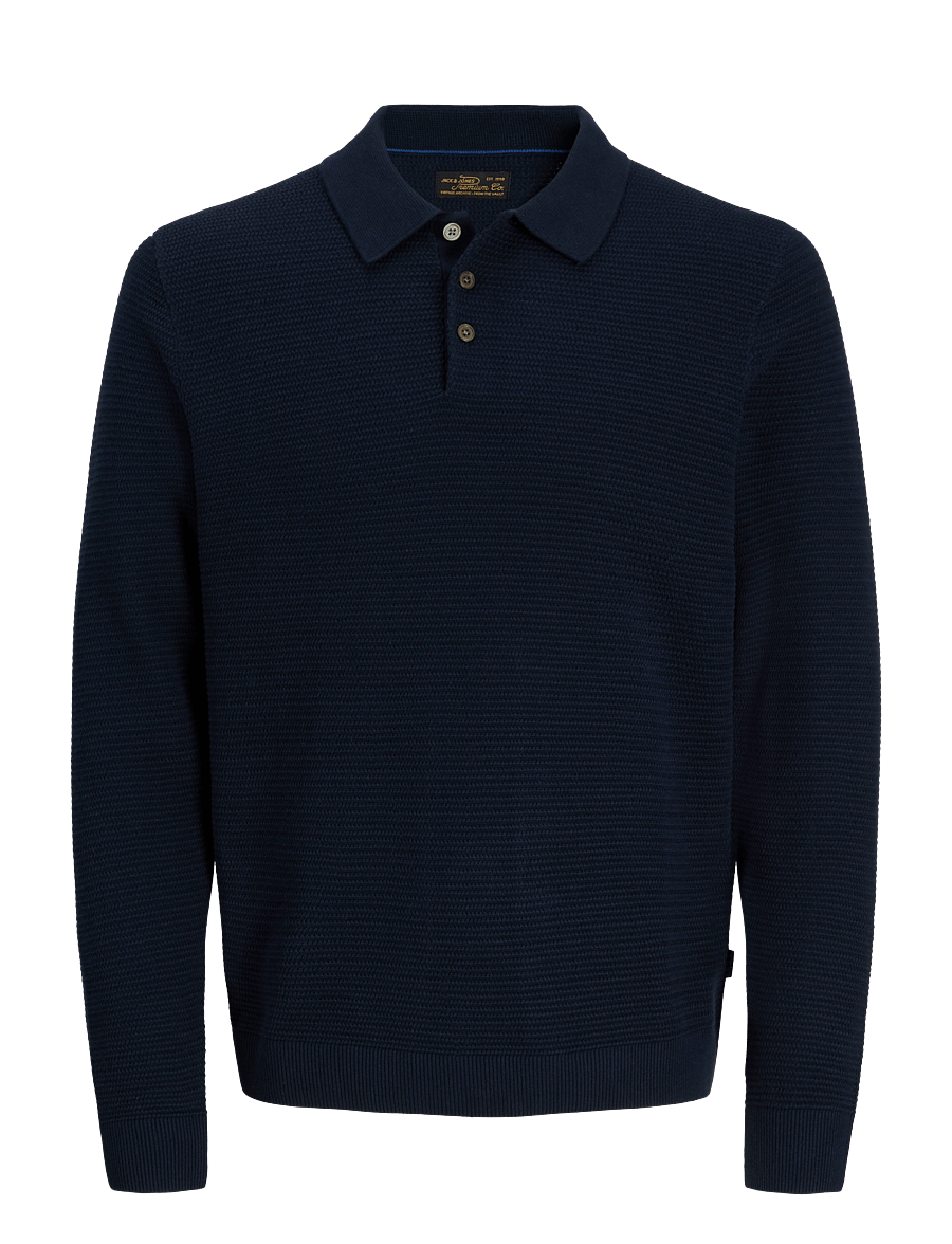 Jack & Jones - JPRBLURILEY KNIT POLO LS - langärmelige strick-polohemden - sky captain - 0