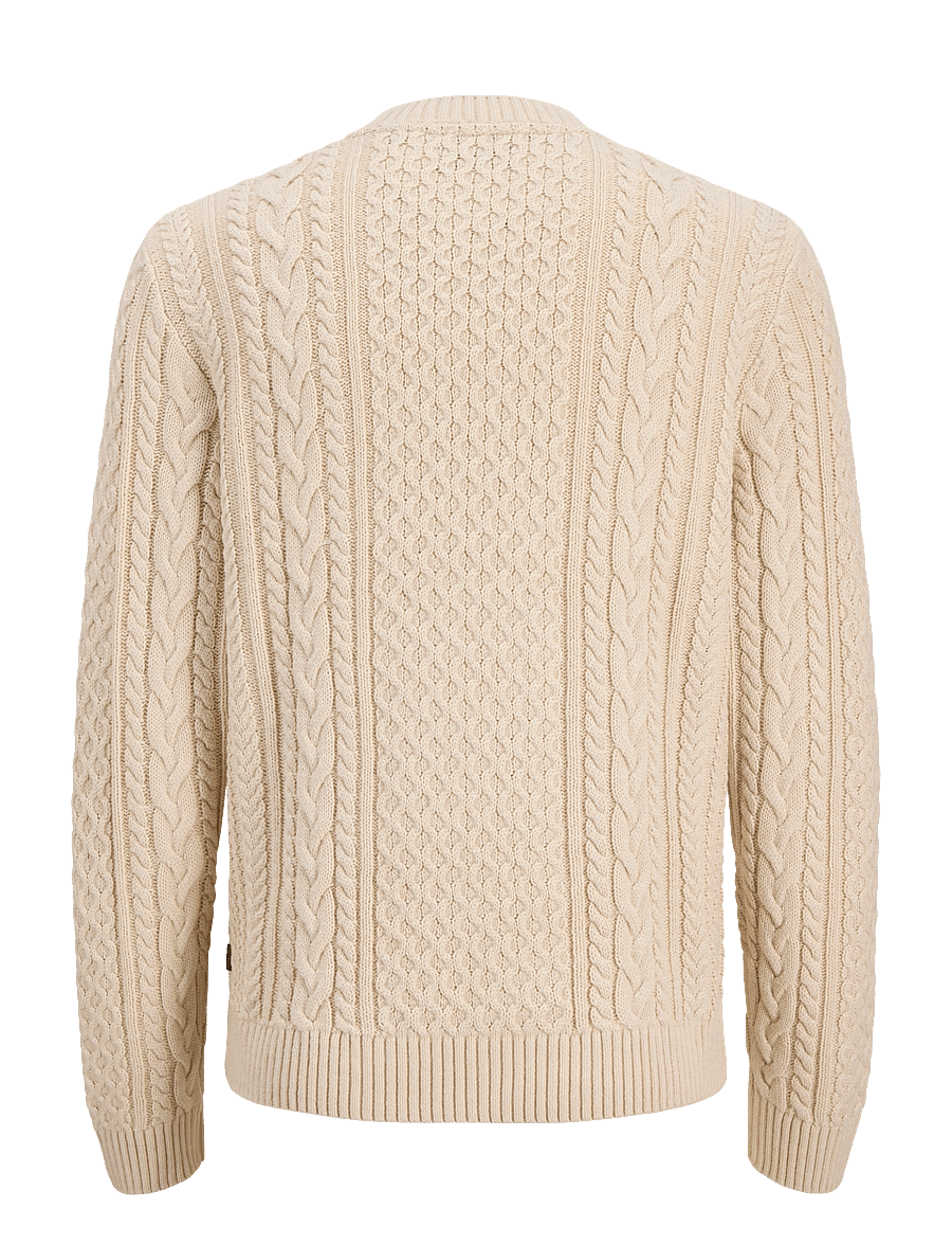 Jack & Jones - JPRBLUCALLUM CABLE KNIT CREW NECK - round necks - parchment - 1