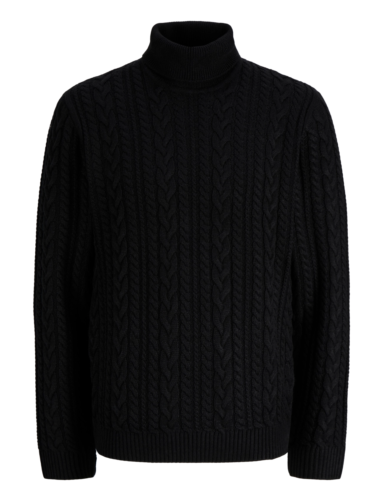 Jack & Jones JPRBLUCALLUM CABLE KNIT ROLL NECK - Kollektioner - BLACK / black