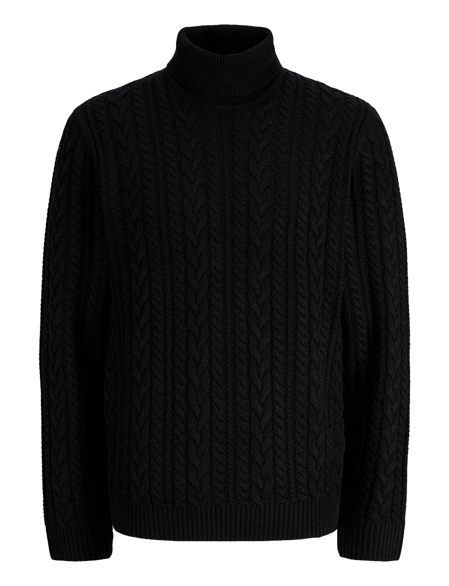 Jack & Jones - JPRBLUCALLUM CABLE KNIT ROLL NECK - rullekraver - black - 0