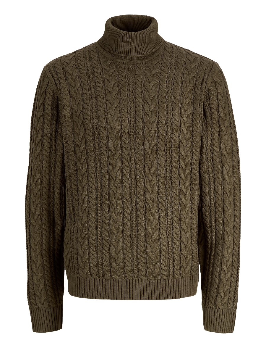 Jack & Jones - JPRBLUCALLUM CABLE KNIT ROLL NECK - turtlenecks - crocodile - 0