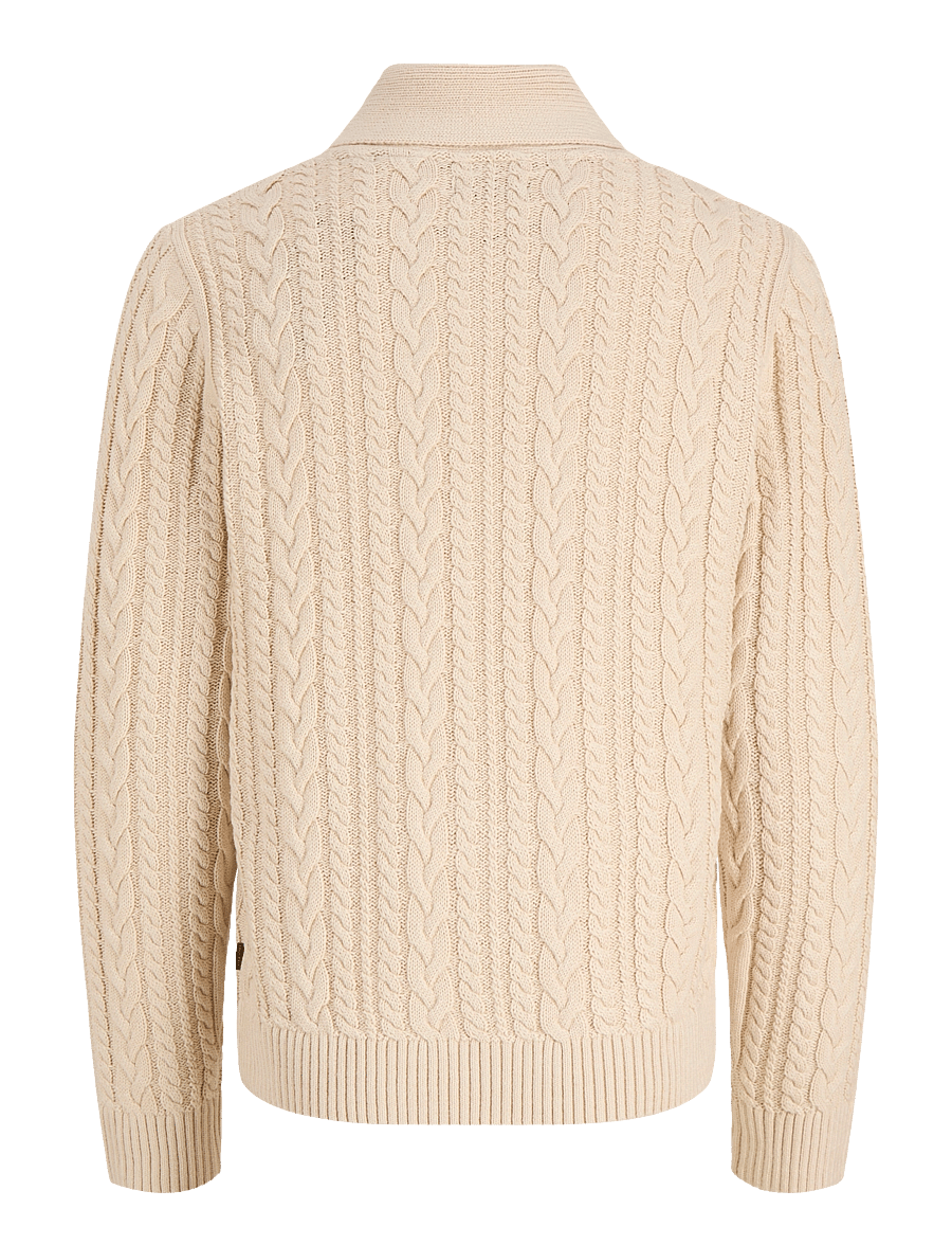 Jack & Jones - JPRBLUCALLUM CABLE KNIT SHAWL NECK - parchment - 1