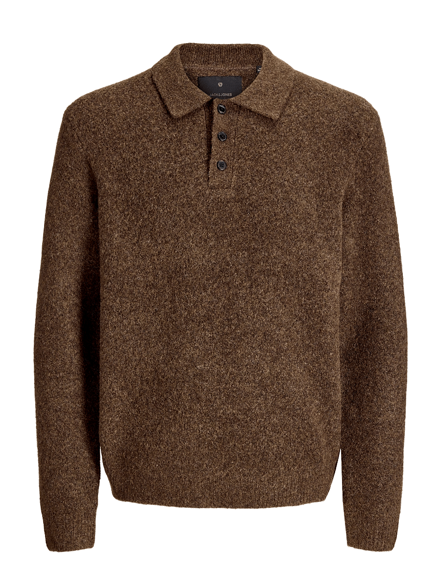 Jack & Jones - JPRBLASIMON SOUFFLE KNIT POLO - chocolate torte - 0