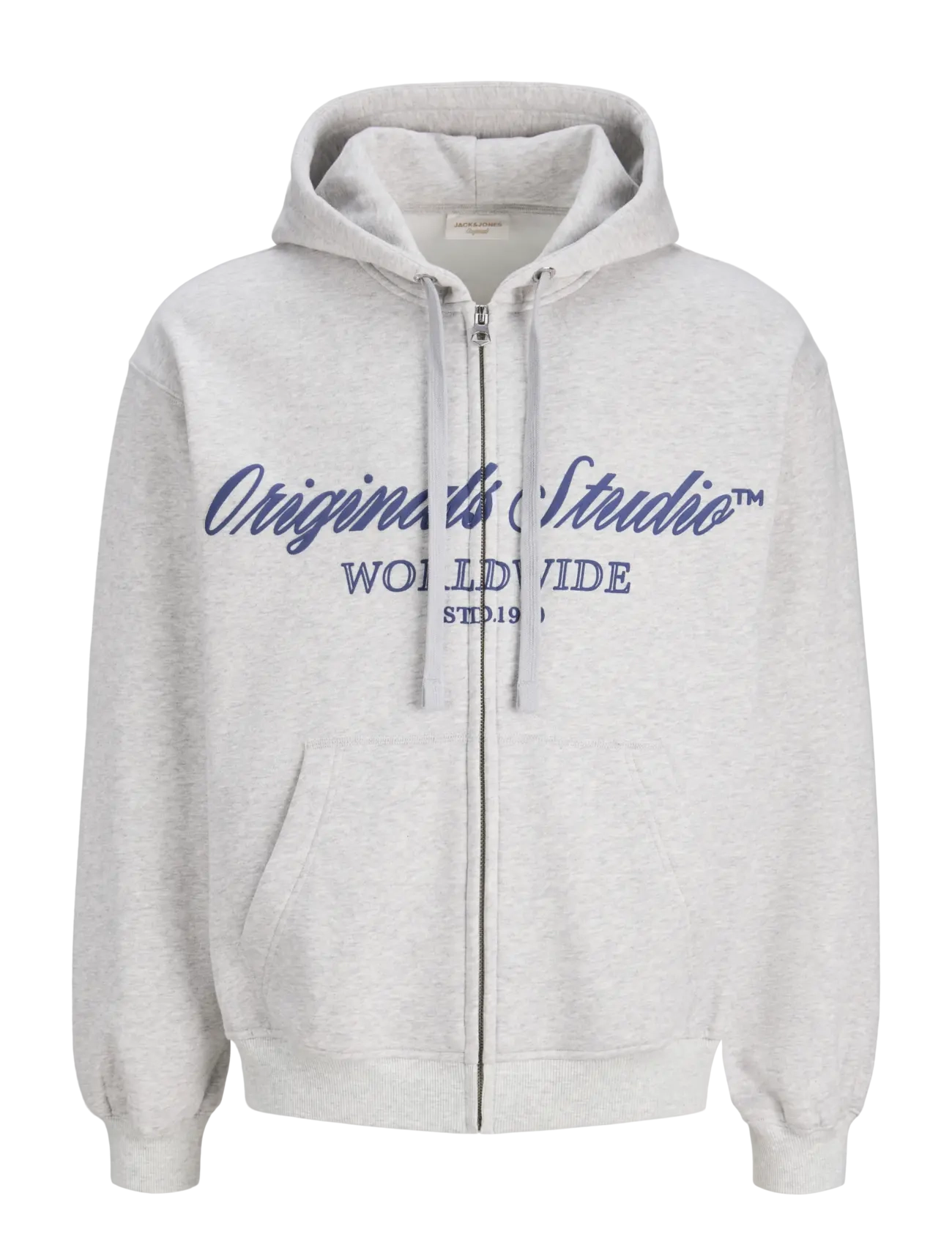 Jack & Jones JORNORREBRO FRONT SWEAT ZIP HOOD - Kapuutsiga pusad - WHITE MELANGE / grey