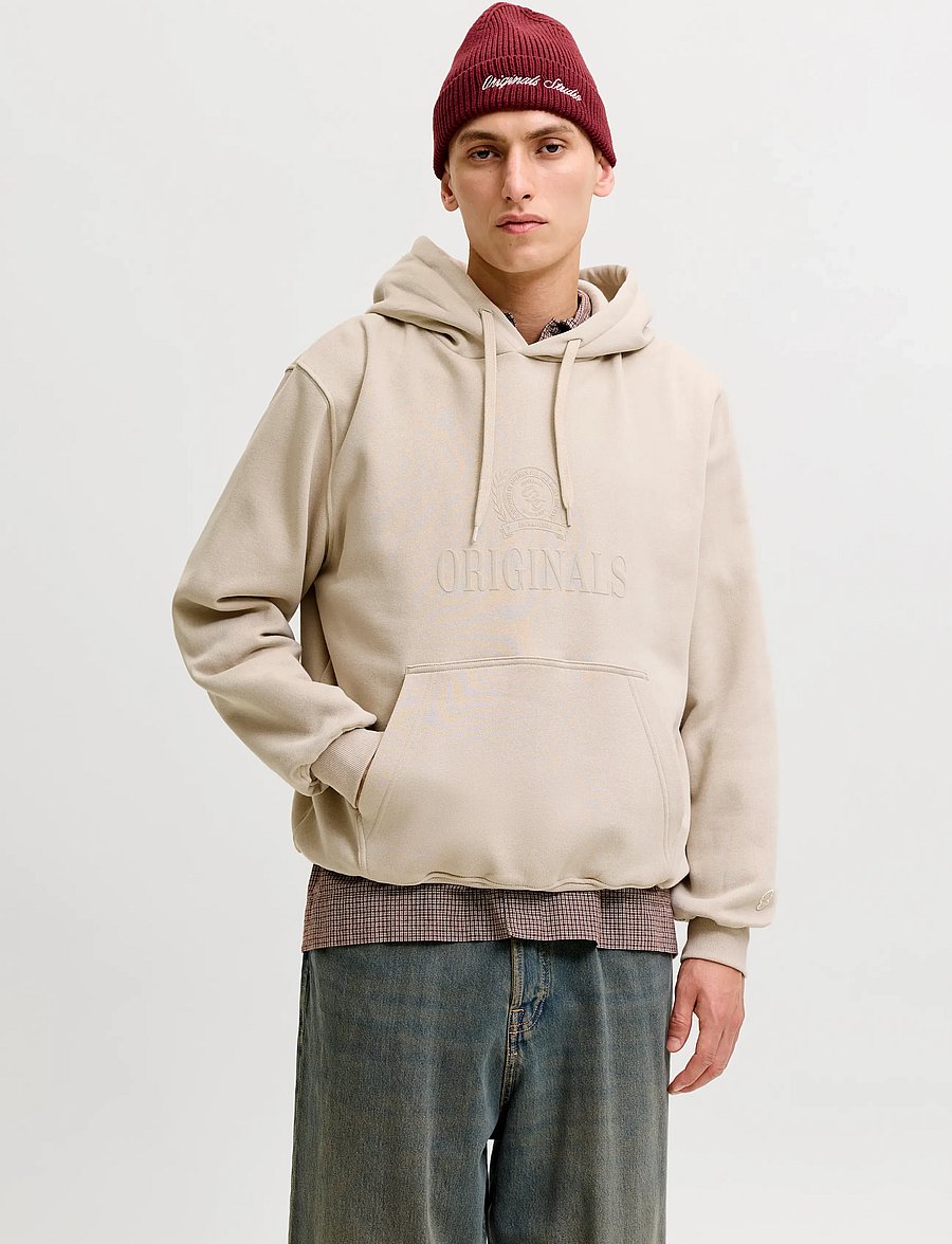 Jack & Jones - JORFREDERIKSBERG MONOGRAM SWEAT HOOD SN - hoodies - feather gray - 0