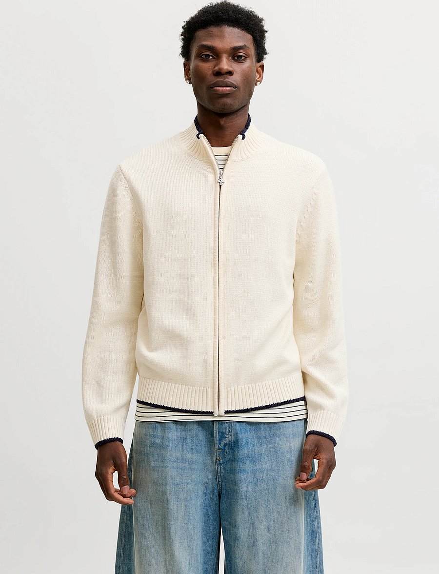 Jack & Jones - JORFREDERIKSBERG KNIT ZIP CARDIGAN - full zip tröjor - sea salt - 0
