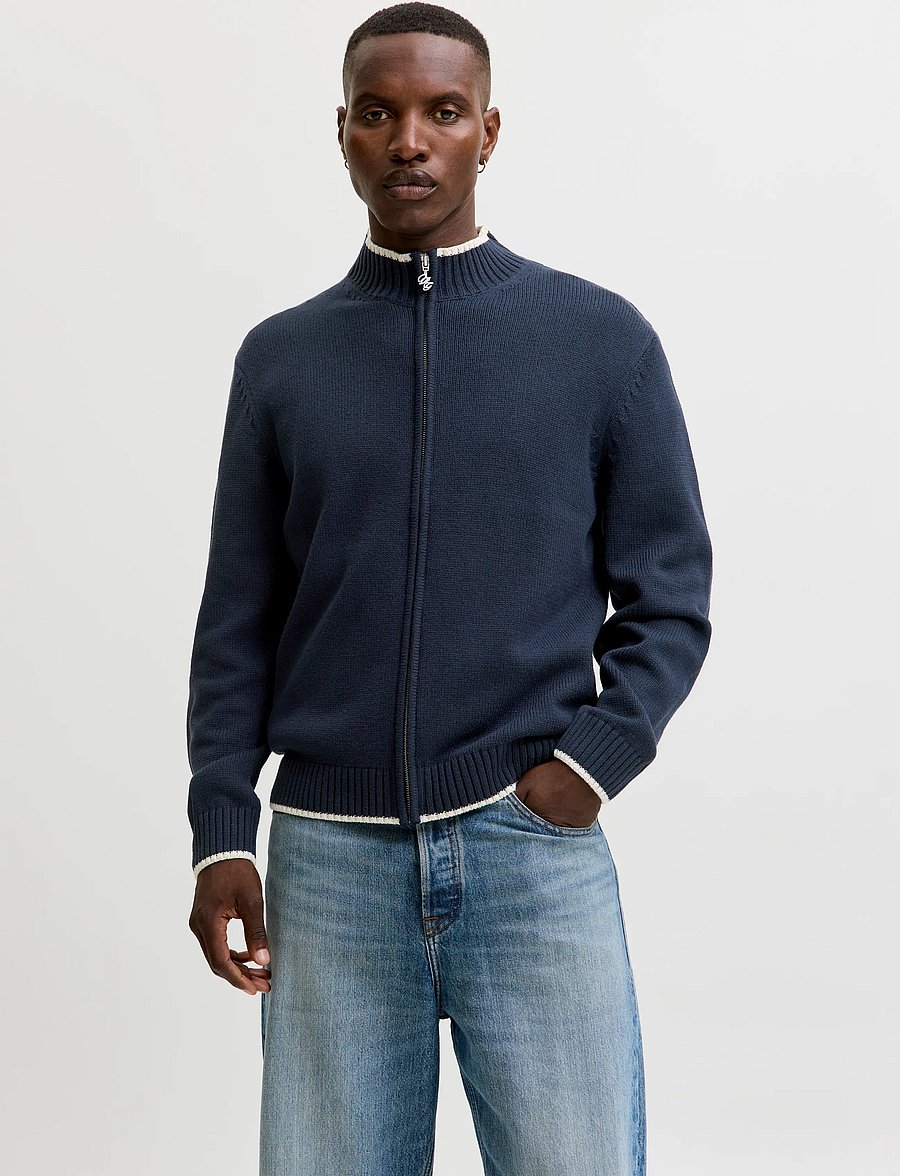 Jack & Jones - JORFREDERIKSBERG KNIT ZIP CARDIGAN - pullover mit durchgehendem reißverschluss - sky captain - 0