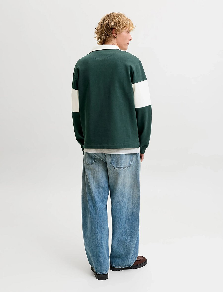 Jack & Jones - JORFREDERIKSBERG BLOCKING SWEAT POLO SN - langärmelige strick-polohemden - pine grove - 3