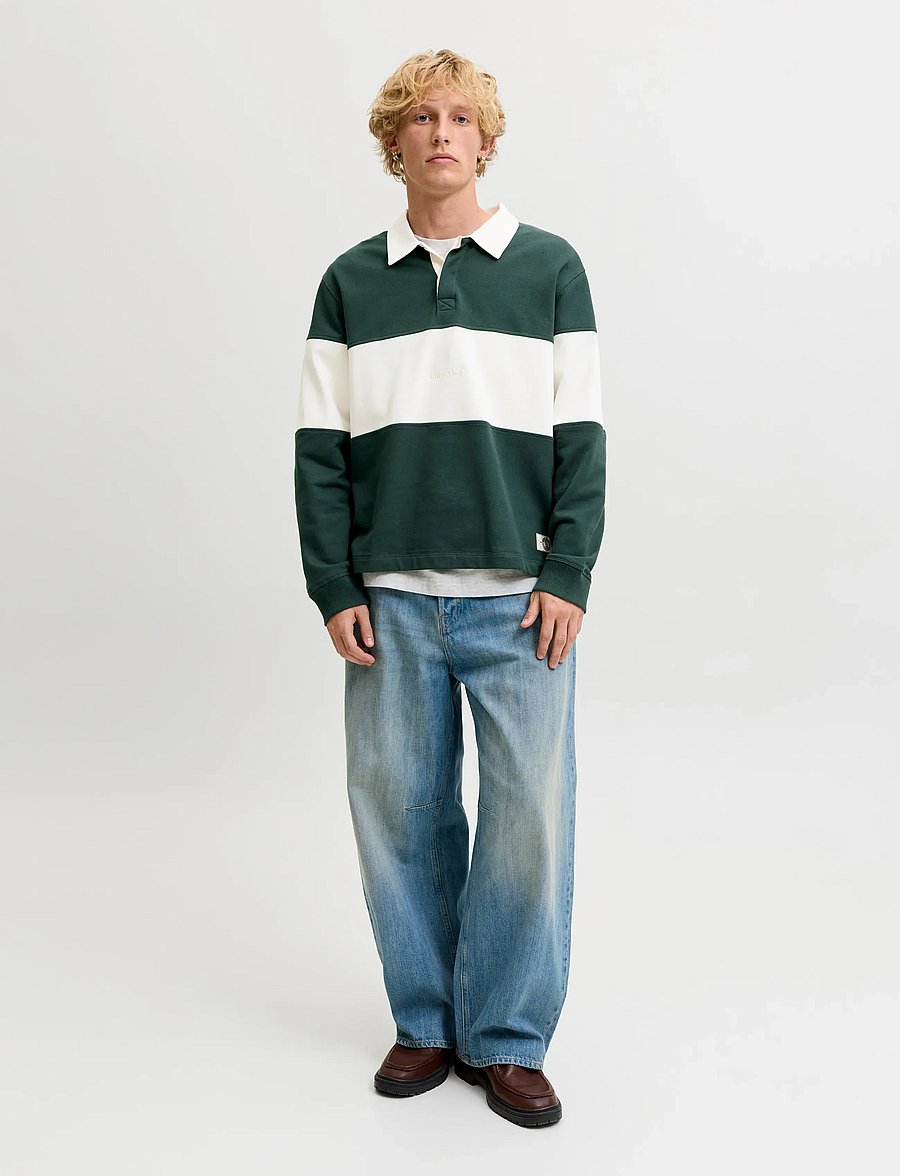 Jack & Jones - JORFREDERIKSBERG BLOCKING SWEAT POLO SN - langärmelige strick-polohemden - pine grove - 4