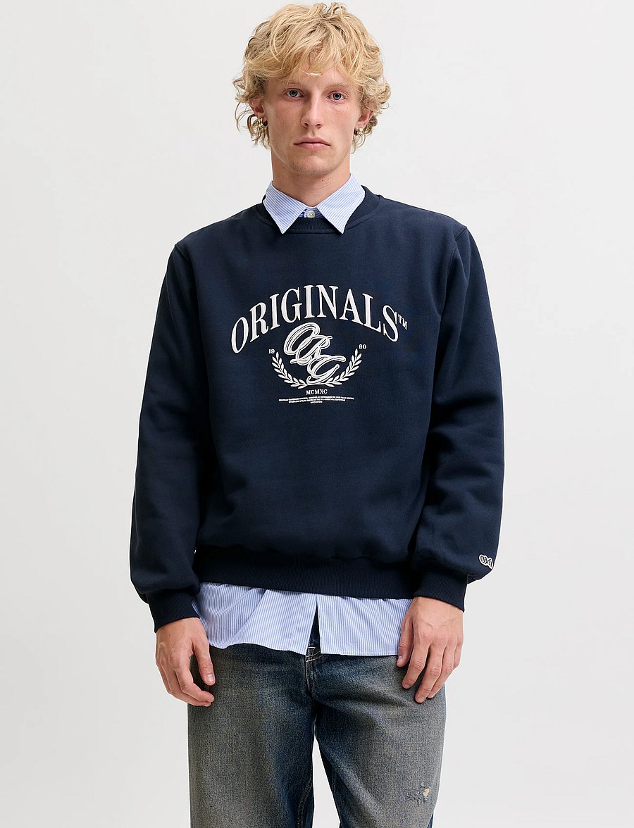 Jack & Jones - JORFREDERIKSBERG FRONT SWEAT CREW NECK - sweatshirts - sky captain - 0