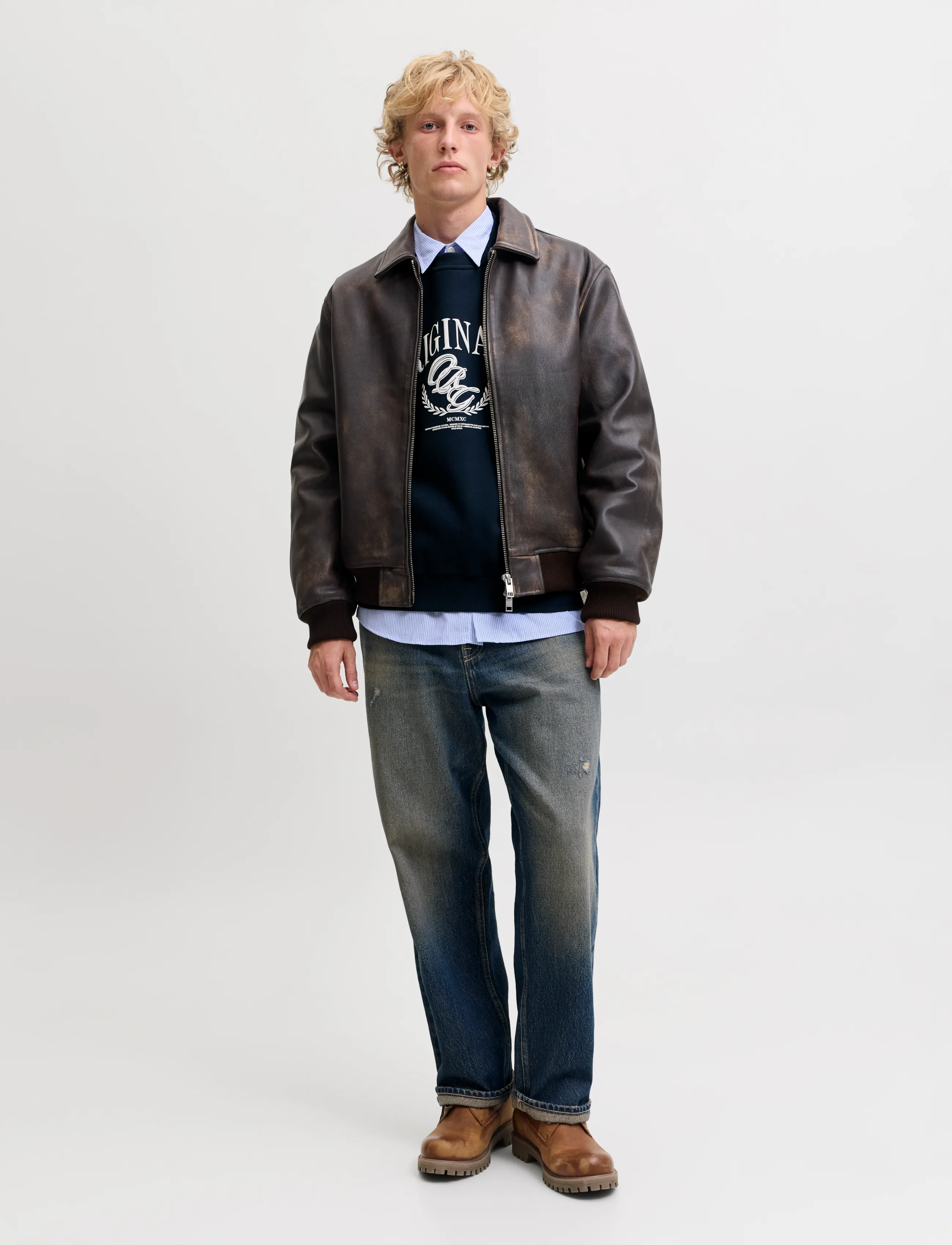 Jack & Jones - JORFREDERIKSBERG FRONT SWEAT CREW NECK - sweatshirts - sky captain - 4