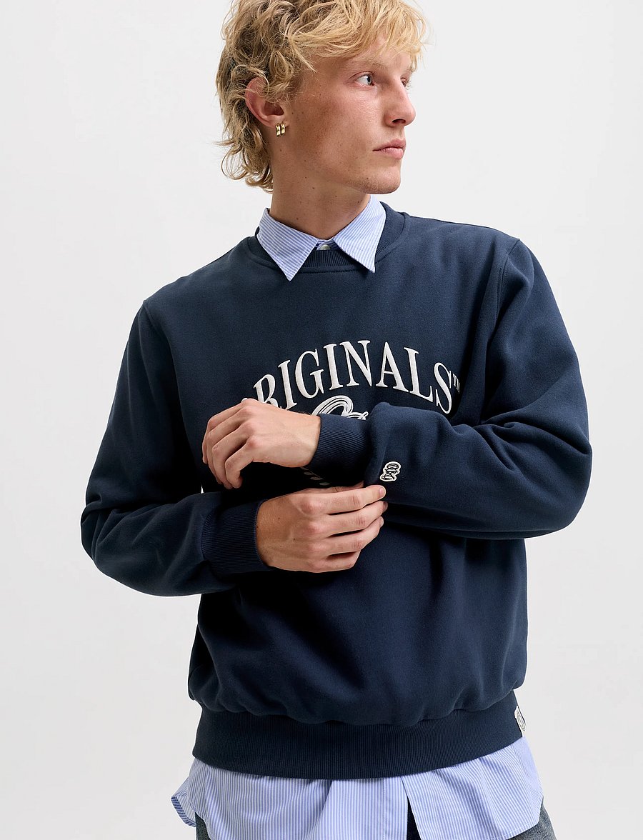 Jack & Jones - JORFREDERIKSBERG FRONT SWEAT CREW NECK - sweatshirts - sky captain - 5