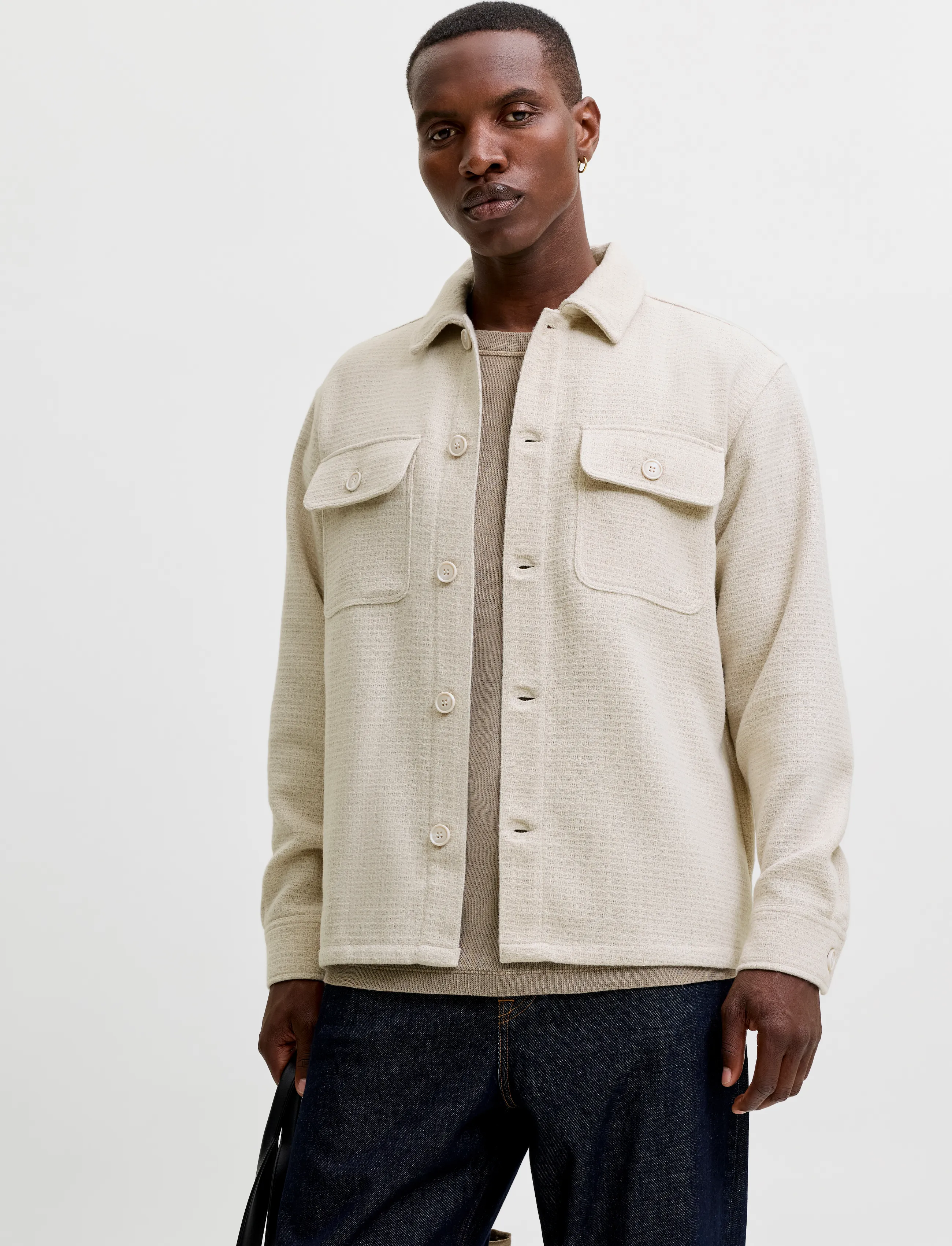 Jack & Jones JJEREGENT STRUCTURE OVERSHIRT LS SN - Üleriided - MOONBEAM / cream