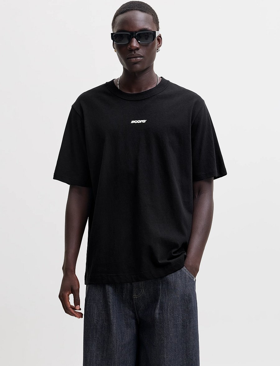 Jack & Jones - JCOCLUB BACK SCRIPT TEE SS CREW NECK SN - kortärmade t-shirts - black - 0
