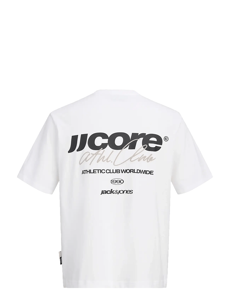 Jack & Jones - JCOCLUB BACK SCRIPT TEE SS CREW NECK SN - kortærmede t-shirts - bright white - 2