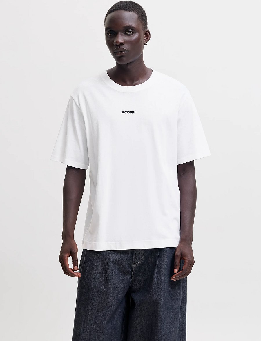 Jack & Jones - JCOCLUB BACK SCRIPT TEE SS CREW NECK SN - kortærmede t-shirts - bright white - 0