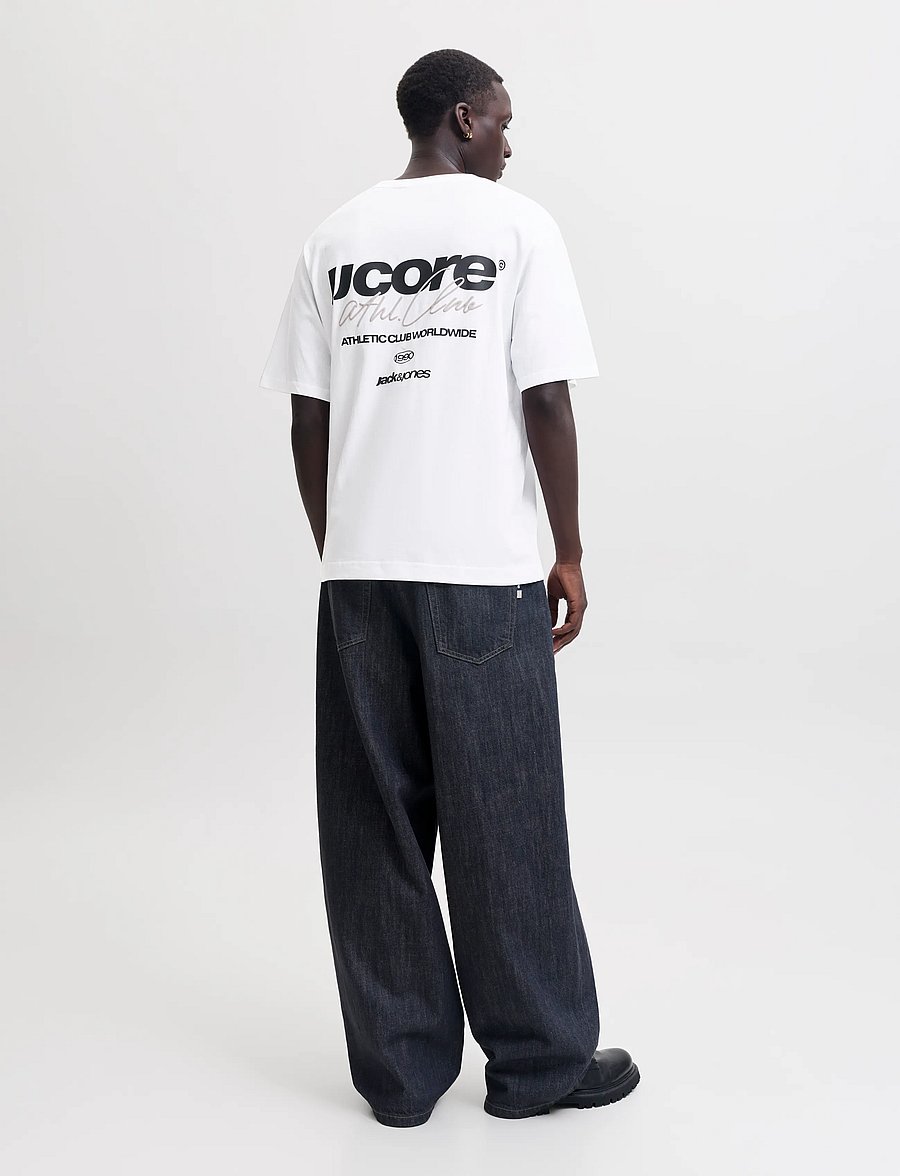 Jack & Jones - JCOCLUB BACK SCRIPT TEE SS CREW NECK SN - kortærmede t-shirts - bright white - 3