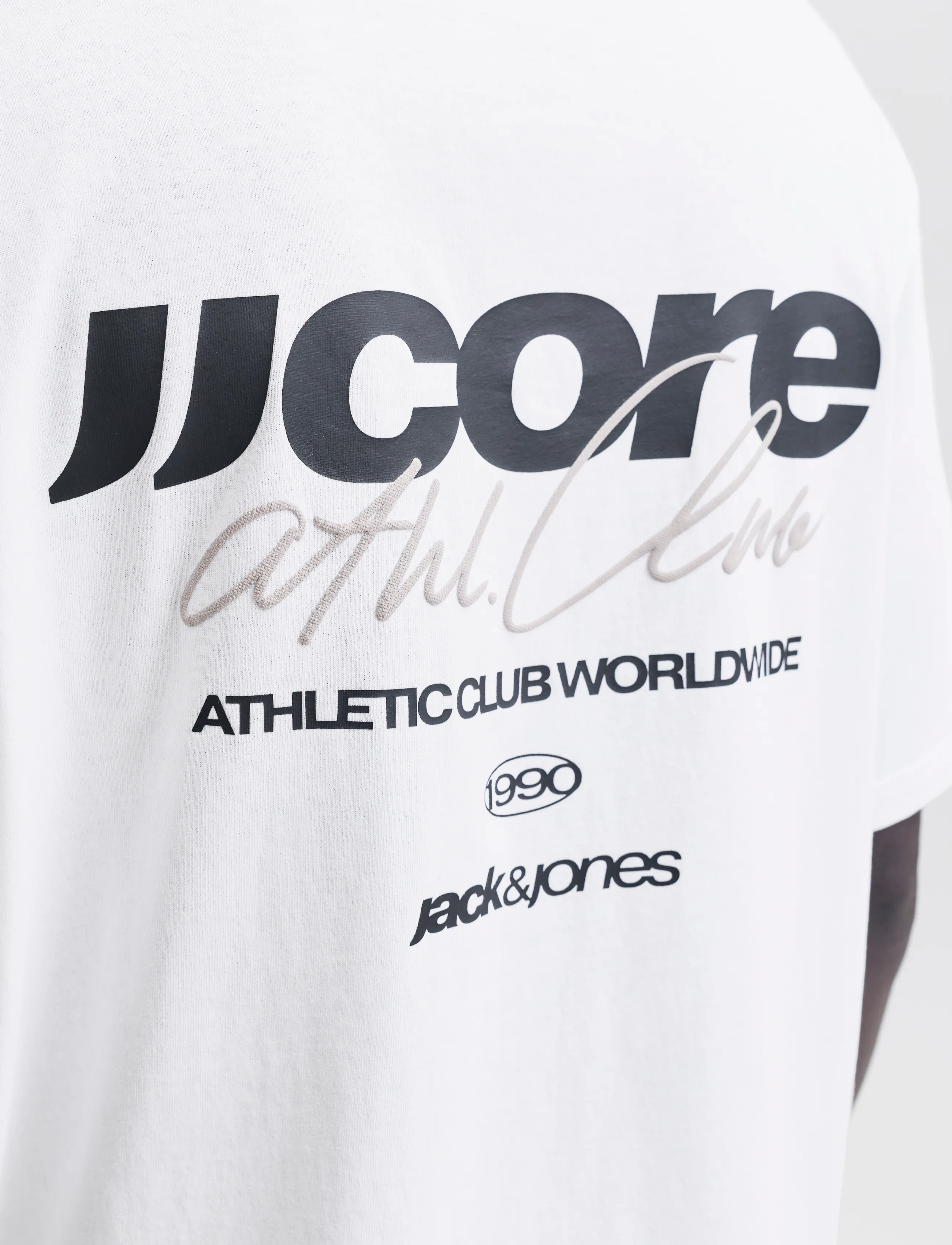 Jack & Jones - JCOCLUB BACK SCRIPT TEE SS CREW NECK SN - kortærmede t-shirts - bright white - 5