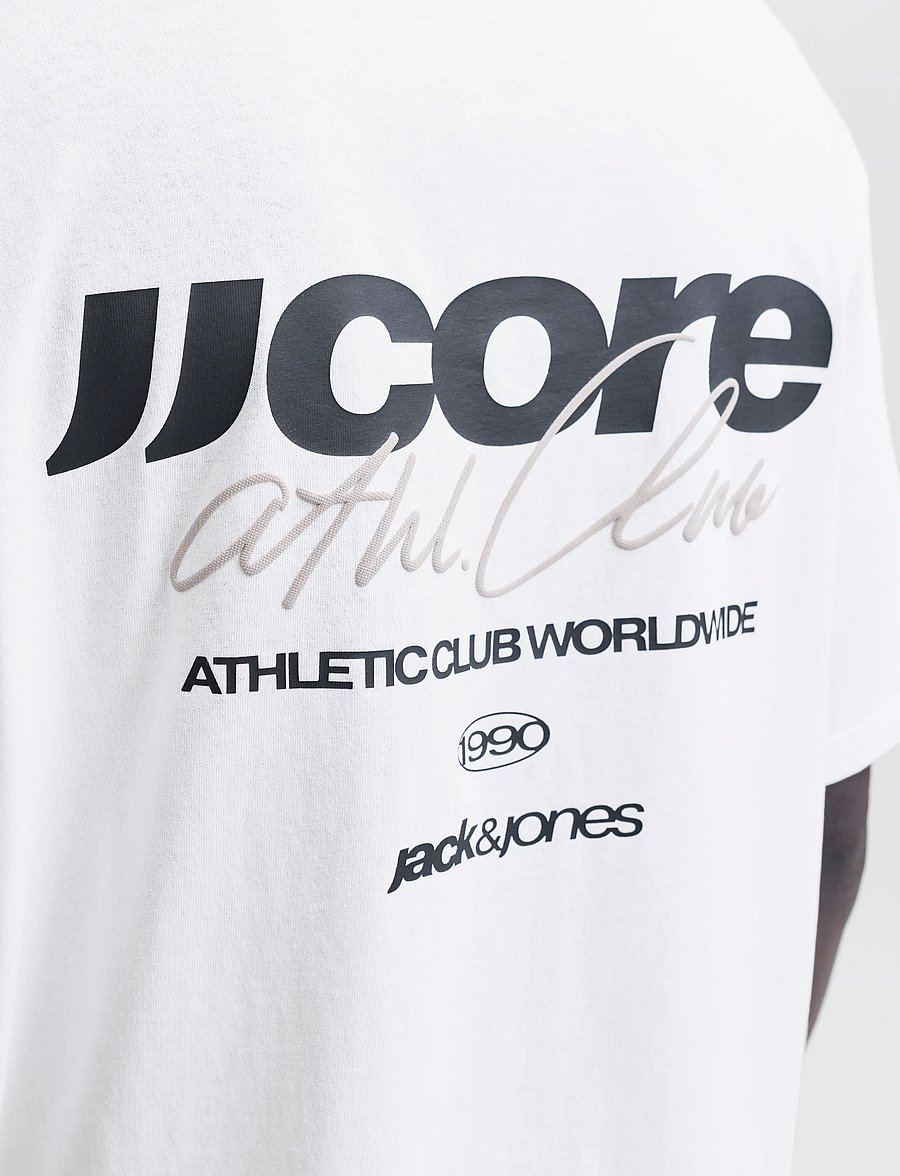 Jack & Jones - JCOCLUB BACK SCRIPT TEE SS CREW NECK SN - kortærmede t-shirts - bright white - 5