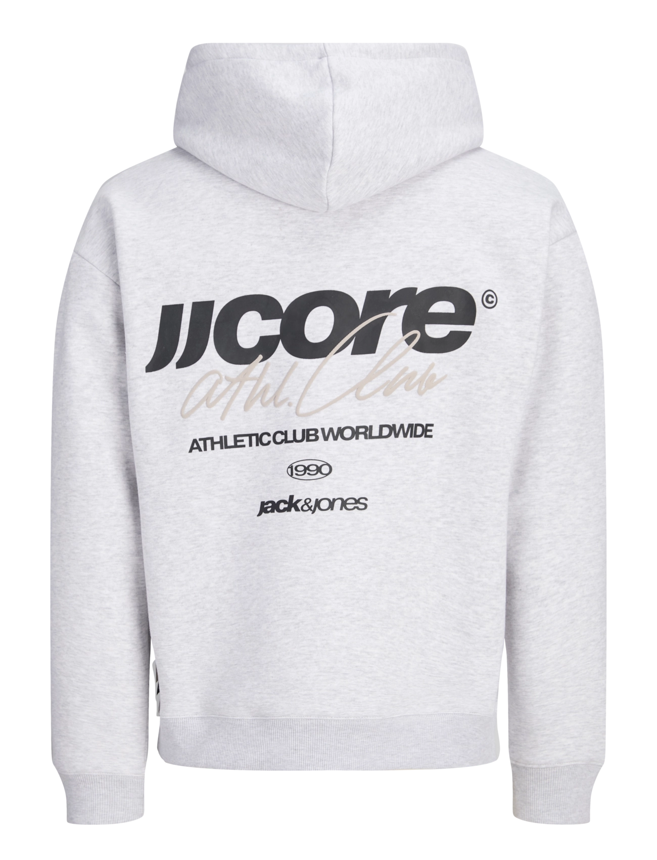 Jack & Jones - JCOCLUB BACK SCRIPT PRINT SWEAT HOOD SN - hættetrøjer - light grey melange - 1