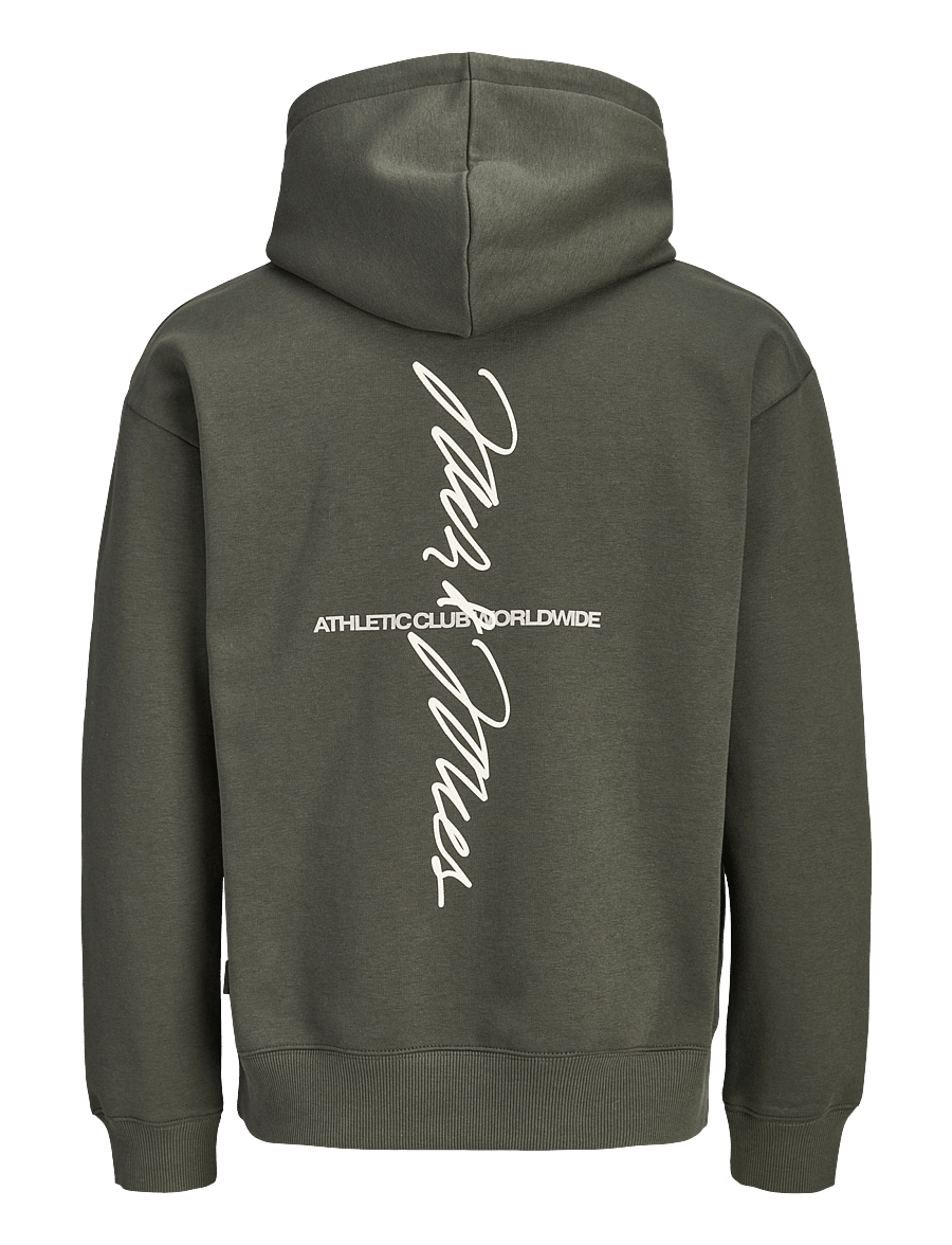 Jack & Jones - JCOCLUB BACK SCRIPT PRINT SWEAT HOOD SN - hættetrøjer - peat - 1