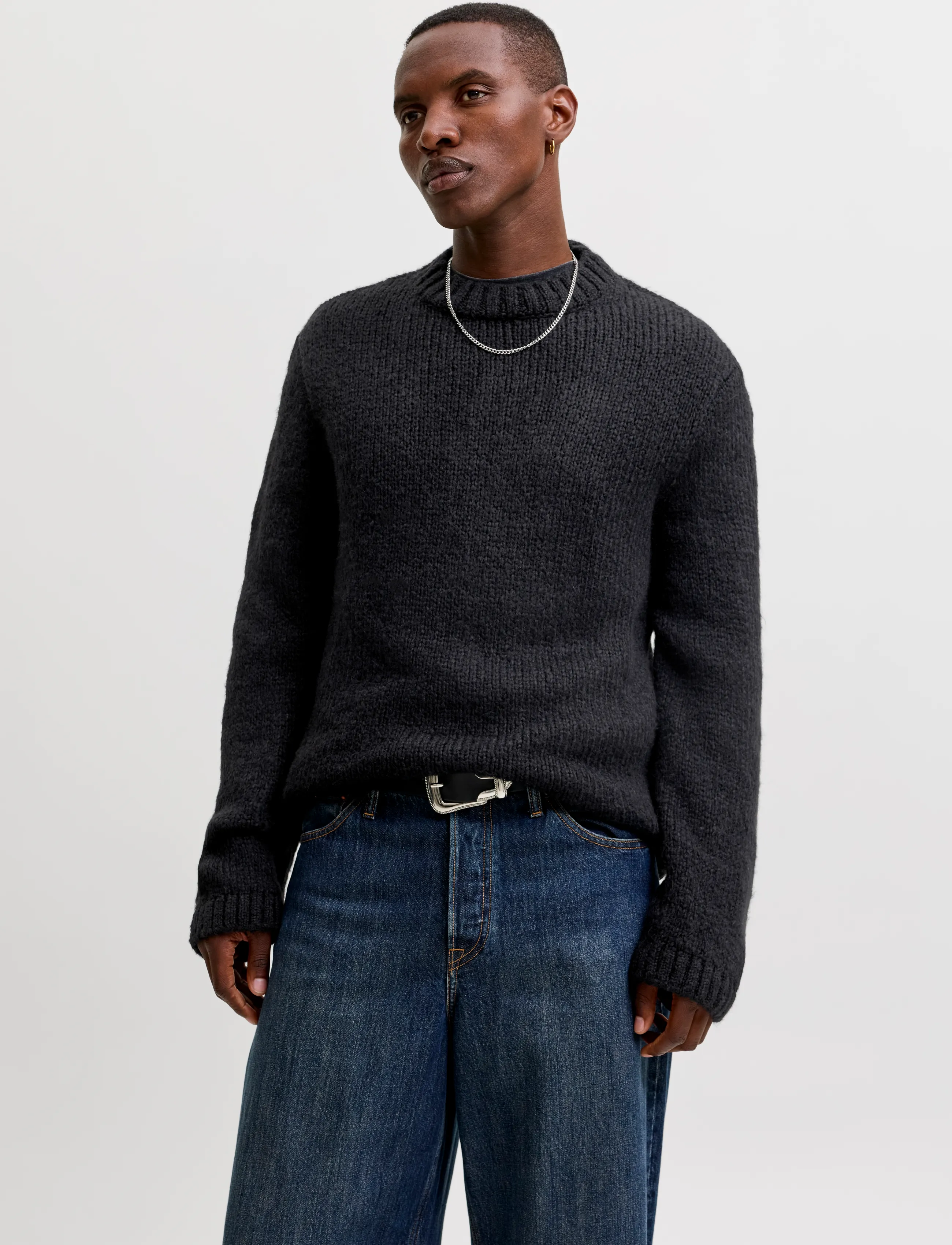 Jack & Jones JORSALAMANCO KNIT CREW NECK - Colours of the season - BLACK / black