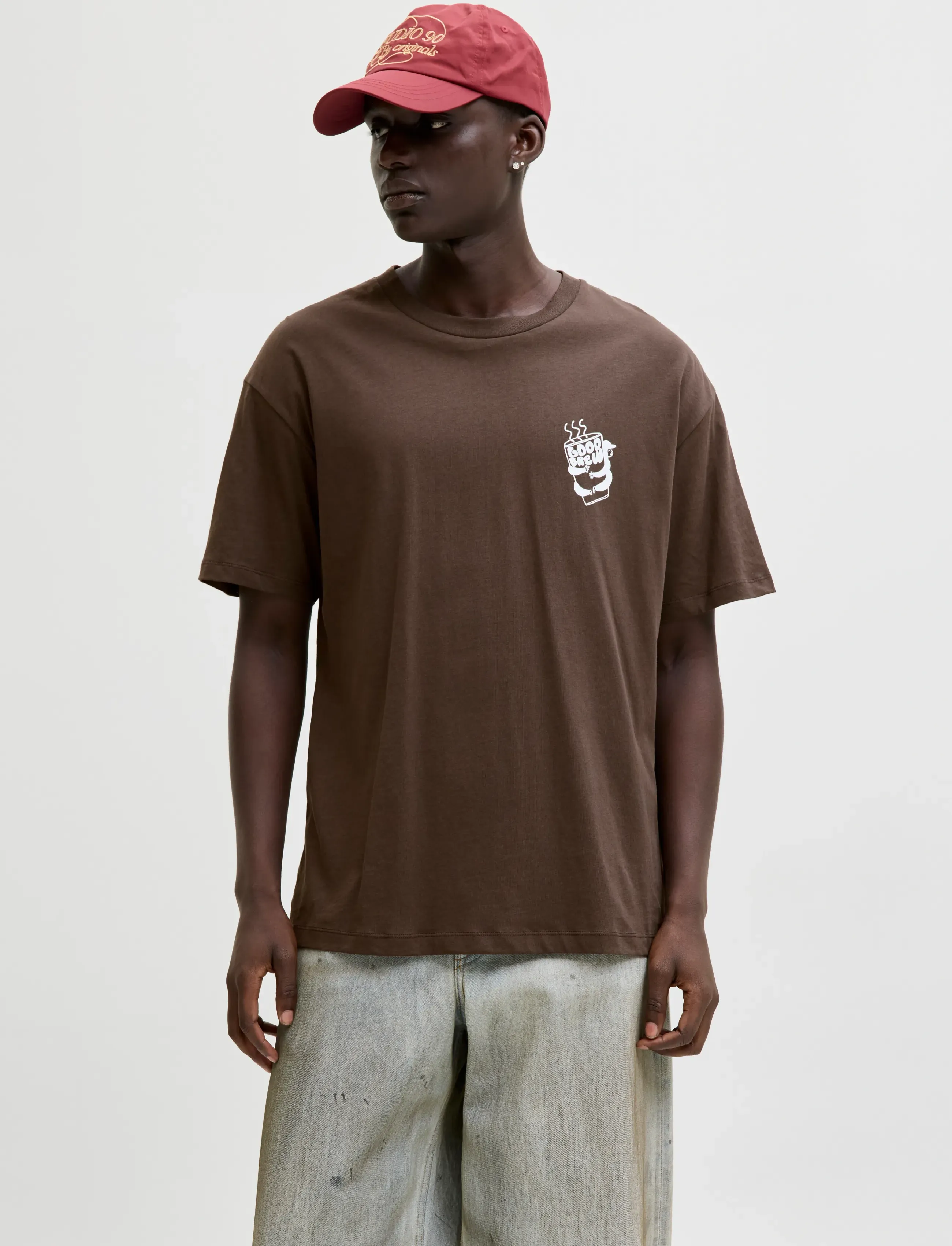 Jack & Jones JORCOFFEE TEE SS CREW NECK STYD AW25 - T-krekli ar īsām piedurknēm - CHOCOLATE BROWN / brown