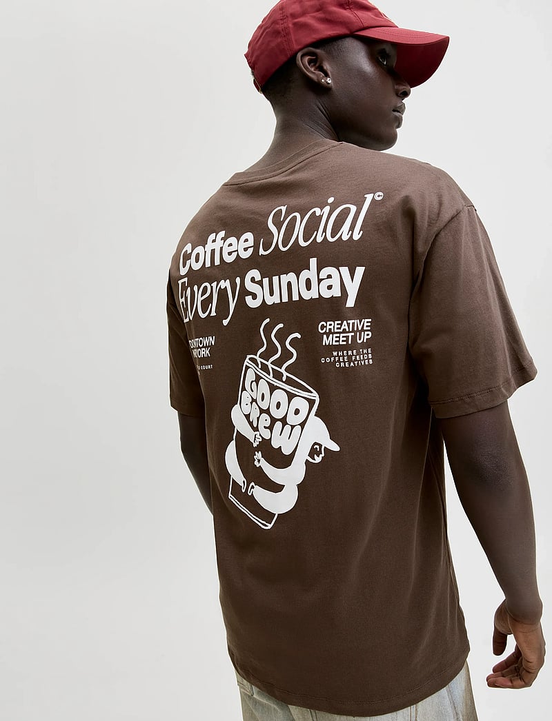 Jack & Jones - JORCOFFEE TEE SS CREW NECK STYD AW25 - lühikeste varrukatega t-särgid - chocolate brown - 5