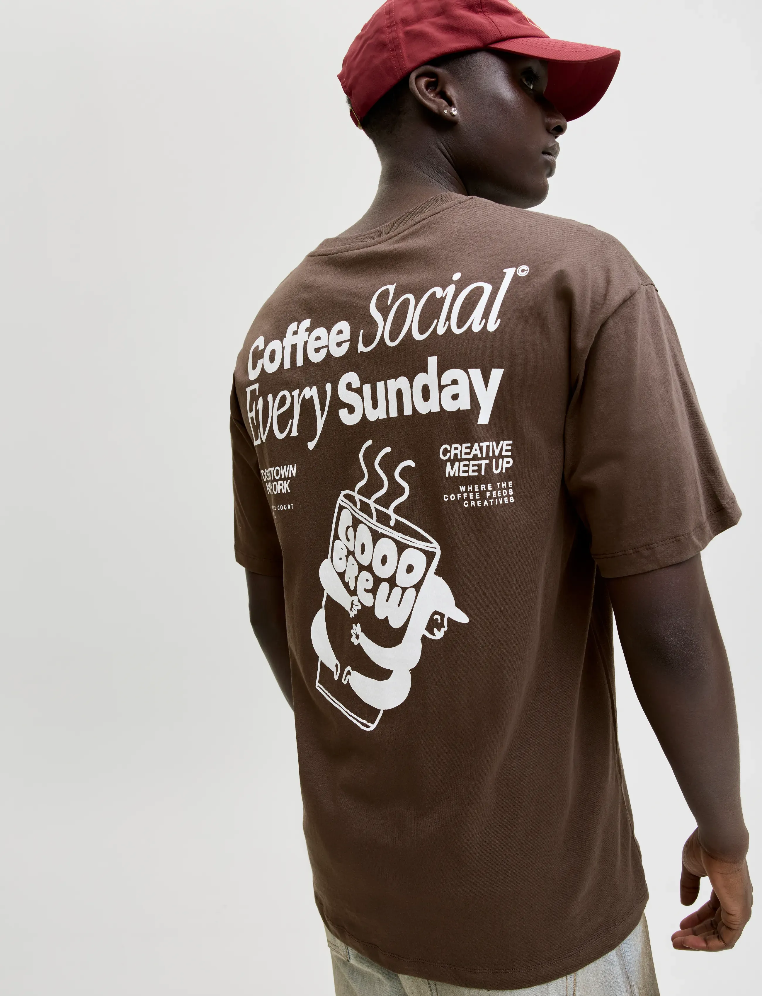 Jack & Jones - JORCOFFEE TEE SS CREW NECK STYD AW25 - lühikeste varrukatega t-särgid - chocolate brown - 5