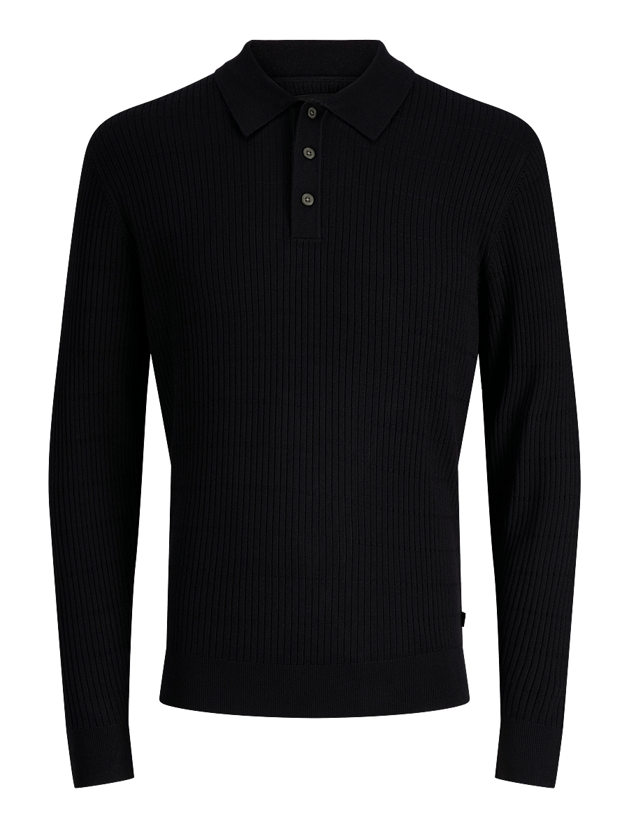 Jack & Jones - JPRBLAWILLIAM KNIT STRUCTURE POLO LS - black - 1