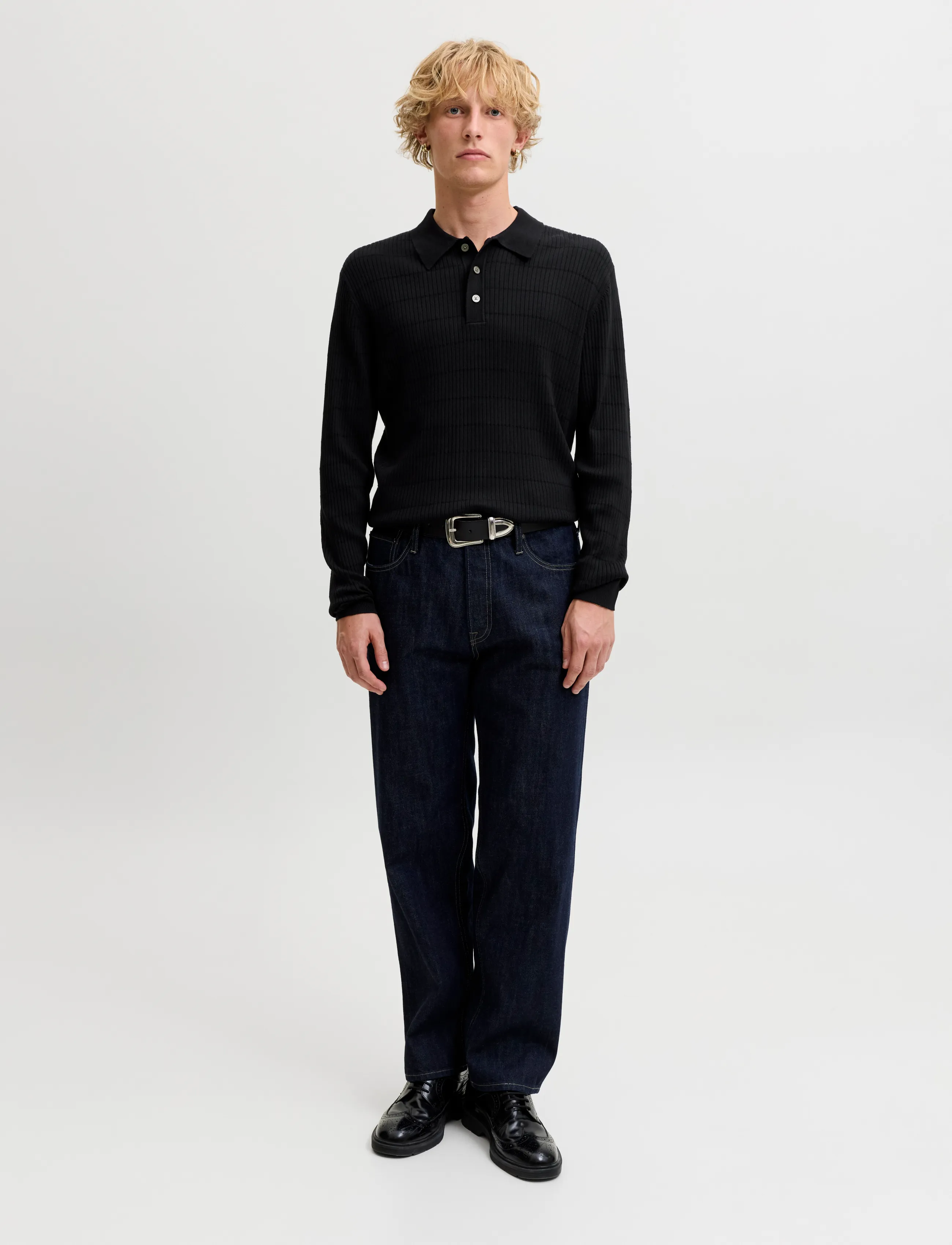 Jack & Jones - JPRBLAWILLIAM KNIT STRUCTURE POLO LS - black - 4