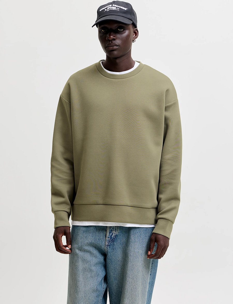 Jack & Jones - JJEBARRON SWEAT CREW NECK NOOS - sweatshirts - vetiver - 0