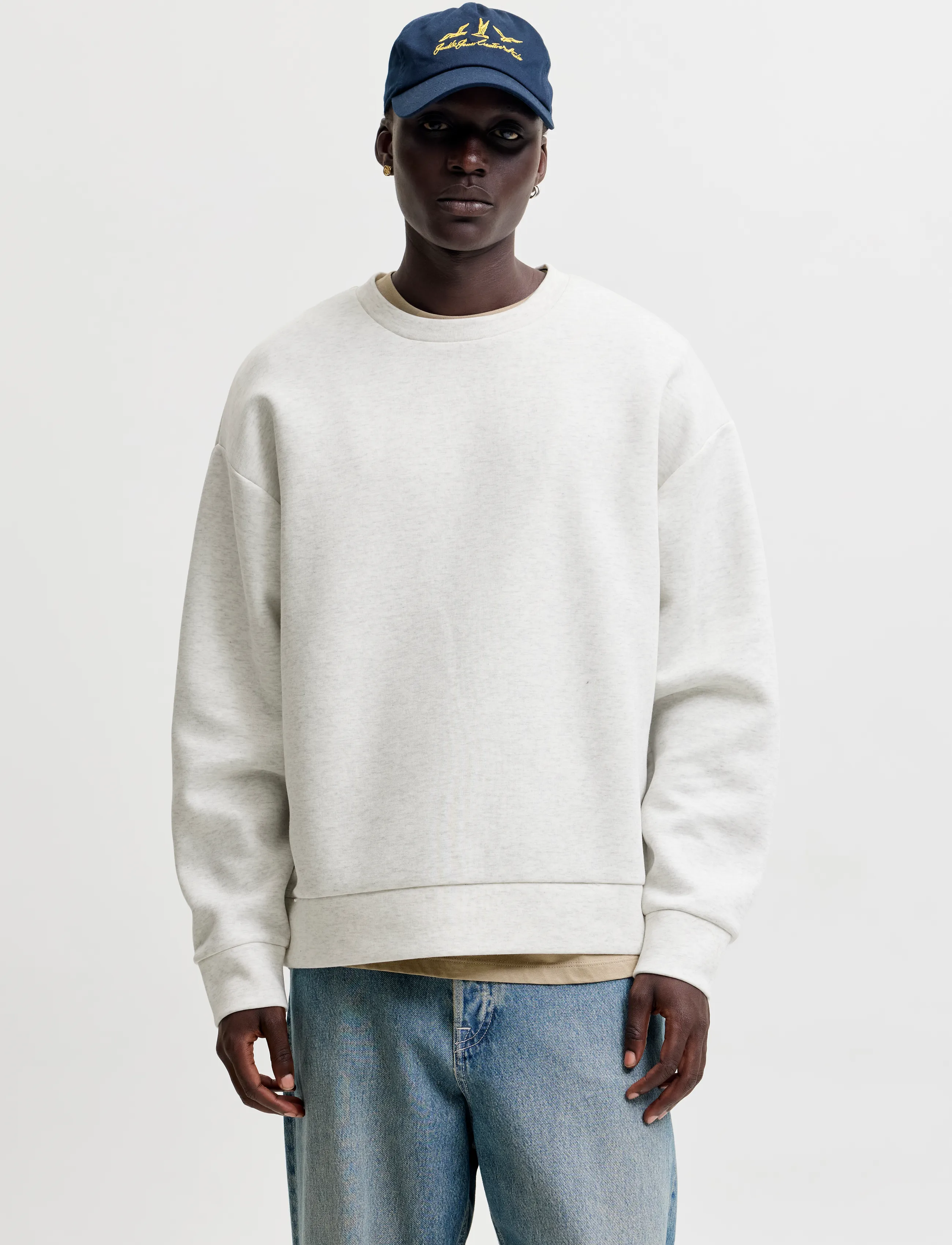 Jack & Jones JJEBARRON SWEAT CREW NECK NOOS - Kleidung - WHITE MELANGE / white
