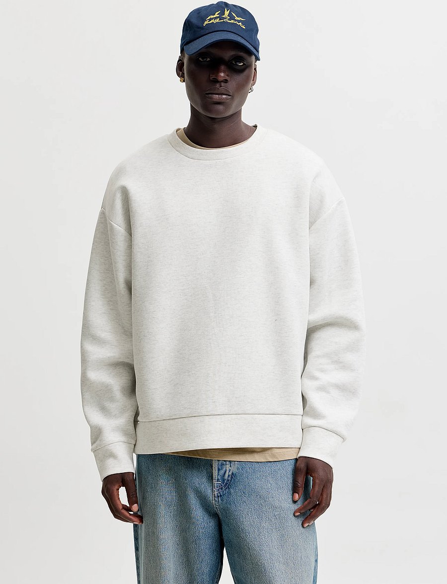 Jack & Jones - JJEBARRON SWEAT CREW NECK NOOS - kollektioner - white melange - 0