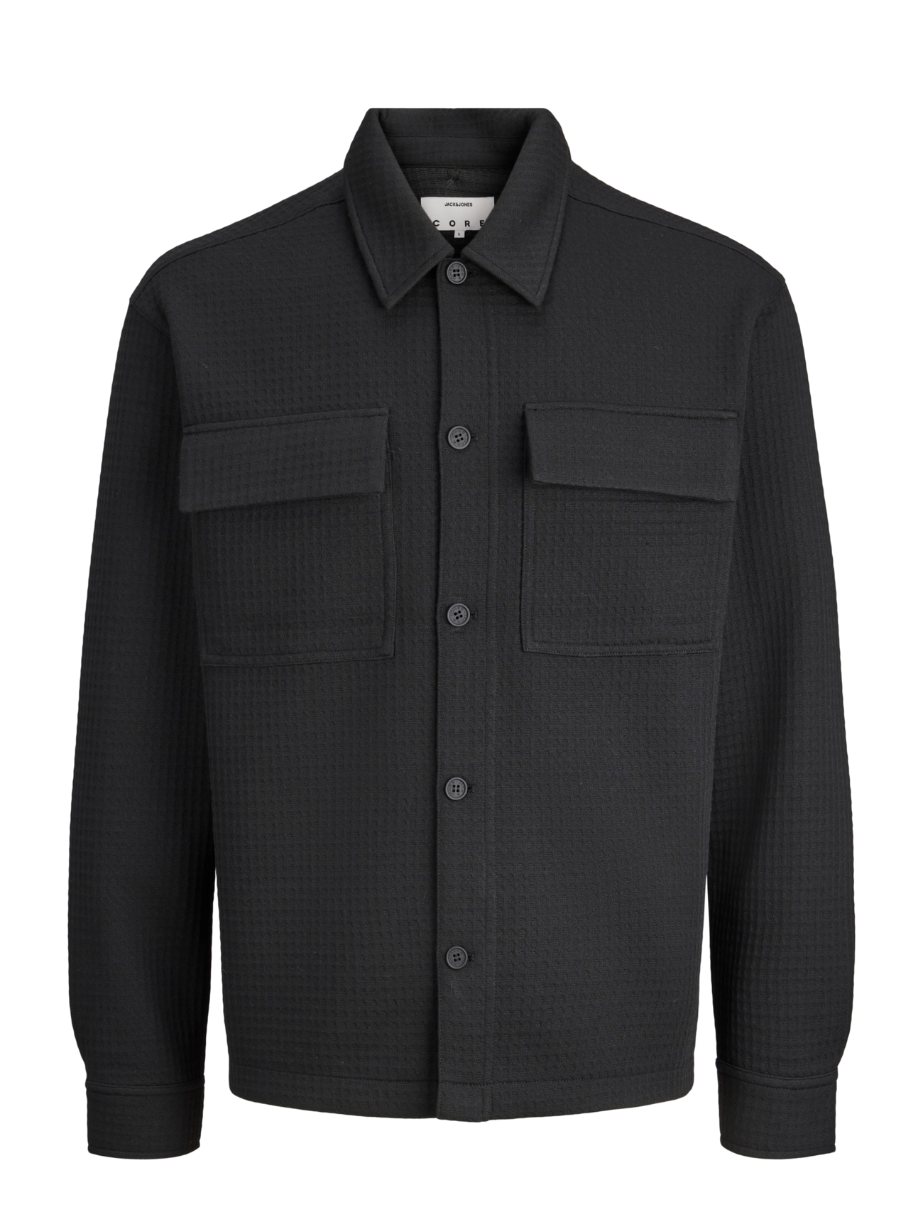Jack & Jones - JCOFUSION JERSEY WAFFLE OVERSHIRT - black - 1