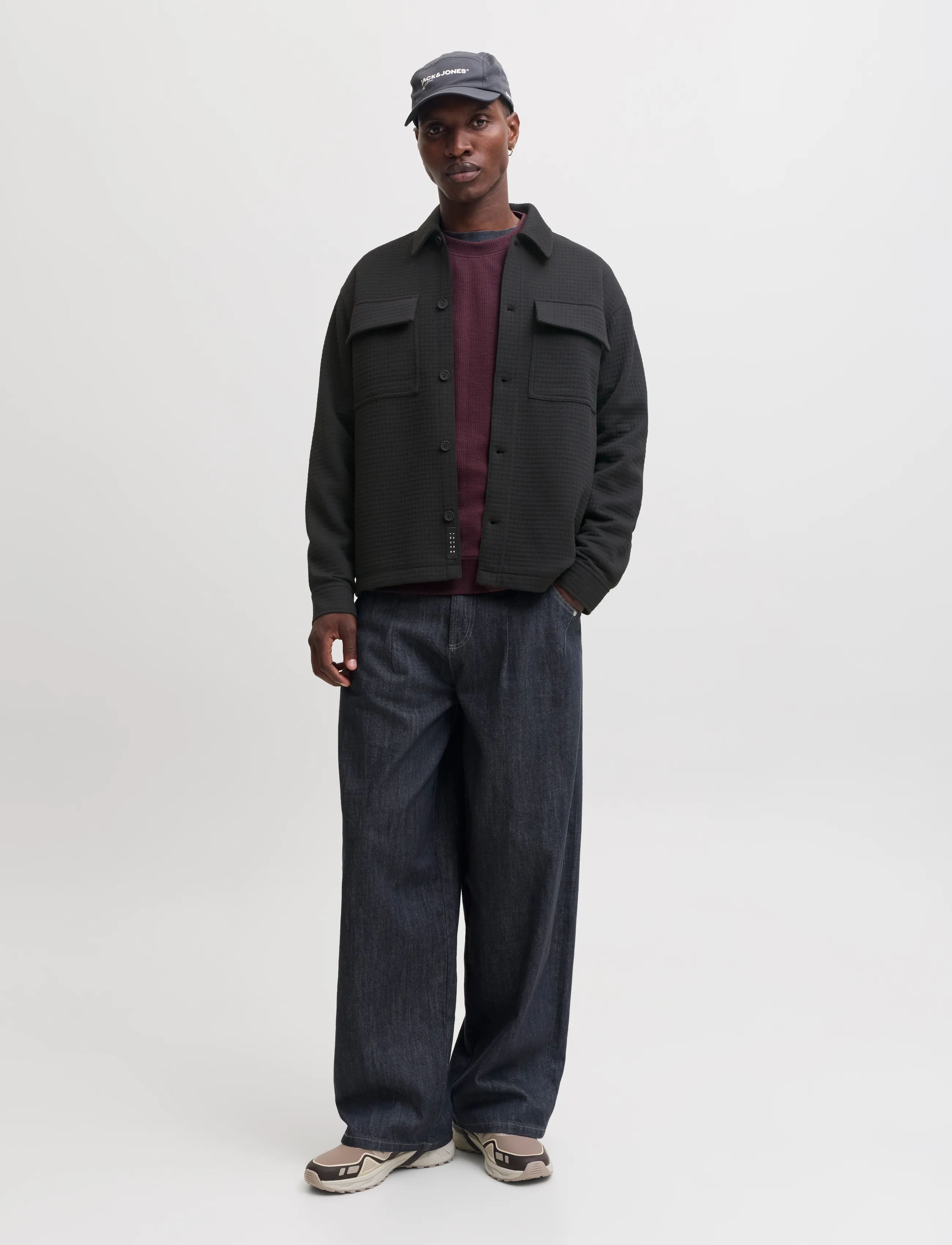 Jack & Jones - JCOFUSION JERSEY WAFFLE OVERSHIRT - black - 4