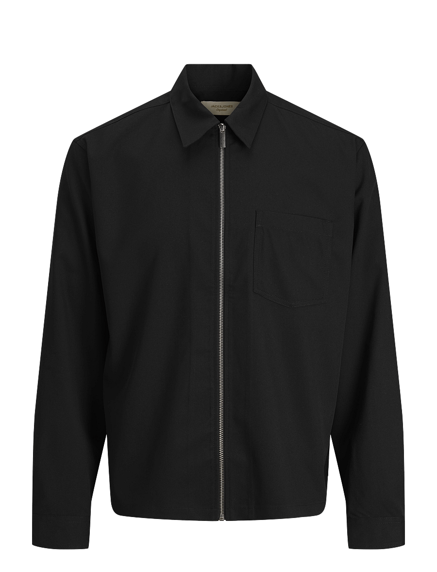 Jack & Jones - JORCHAMBERI TOBY ZIP SHIRT LS - vabaajasärgid - black - 0