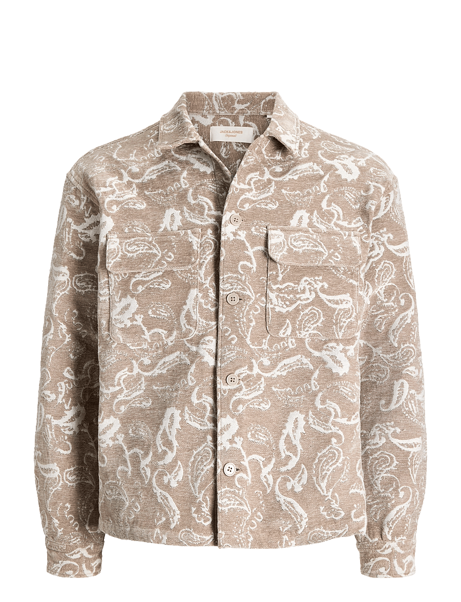Jack & Jones - JORCHAMBERI JACQUARD SHIRT LS - mustriga särgid - feather gray - 0