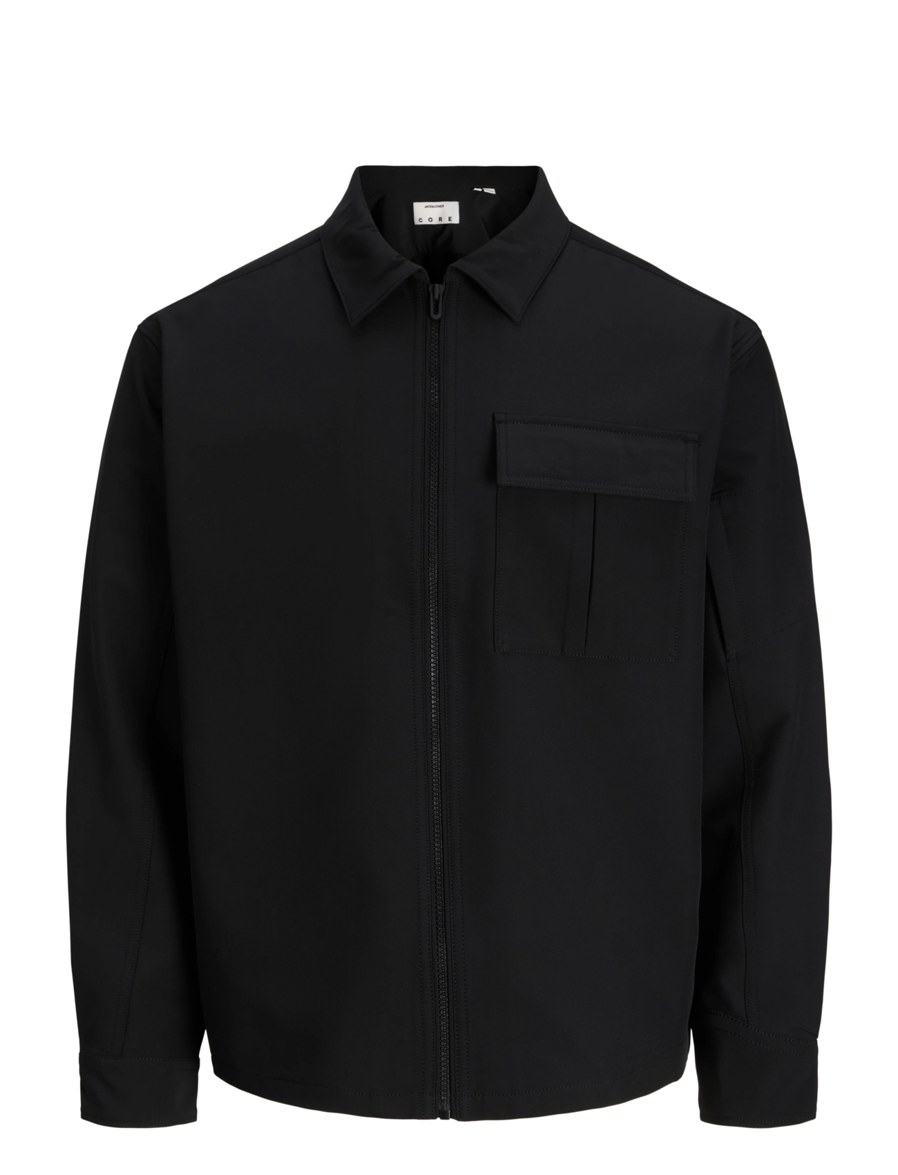 Jack & Jones JCOFUSION TECH ZIP OVERSHIRT - Riided - BLACK / black