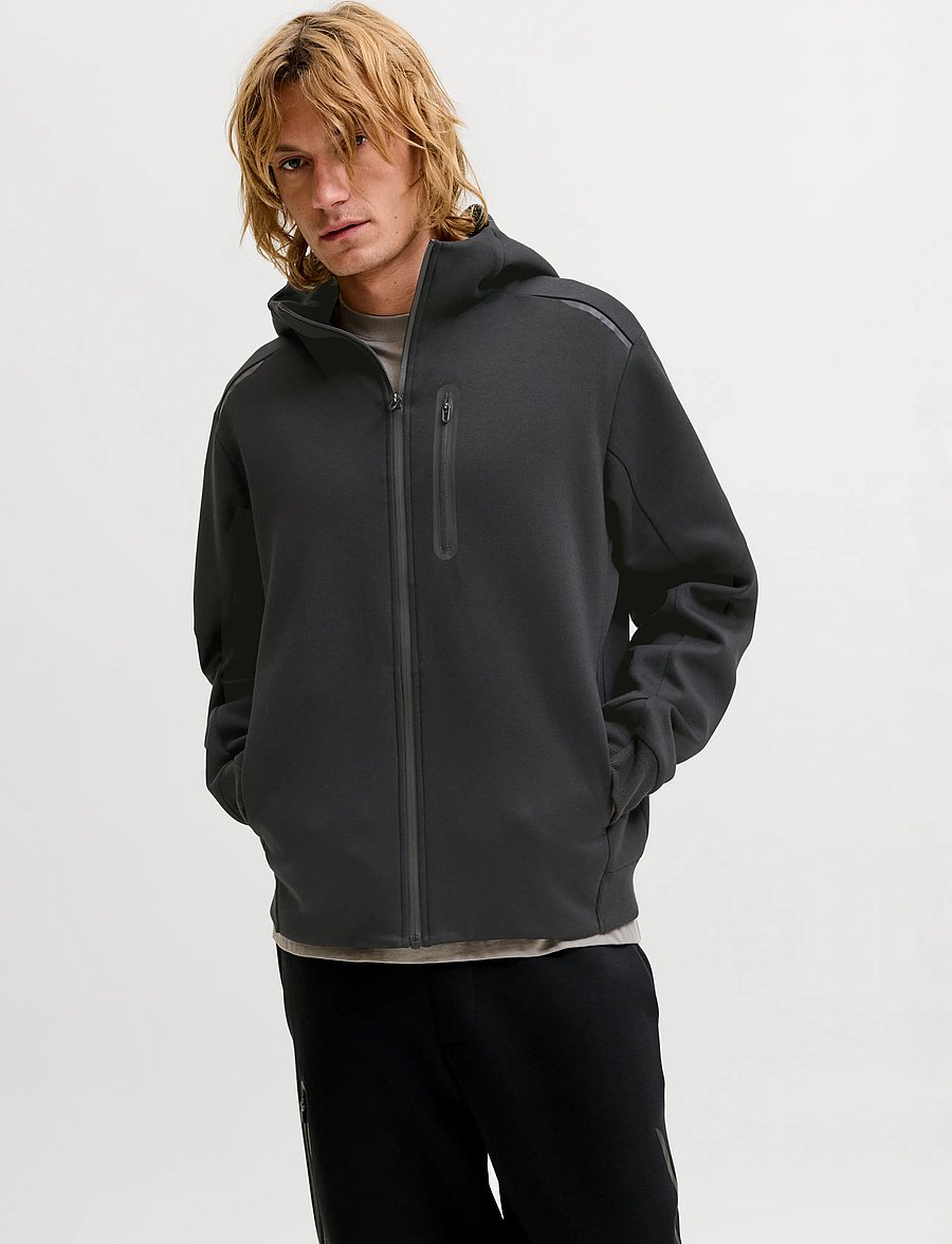 Jack & Jones - JCOFUSION SWEAT FULL ZIP HOOD - kevadjoped - black - 0