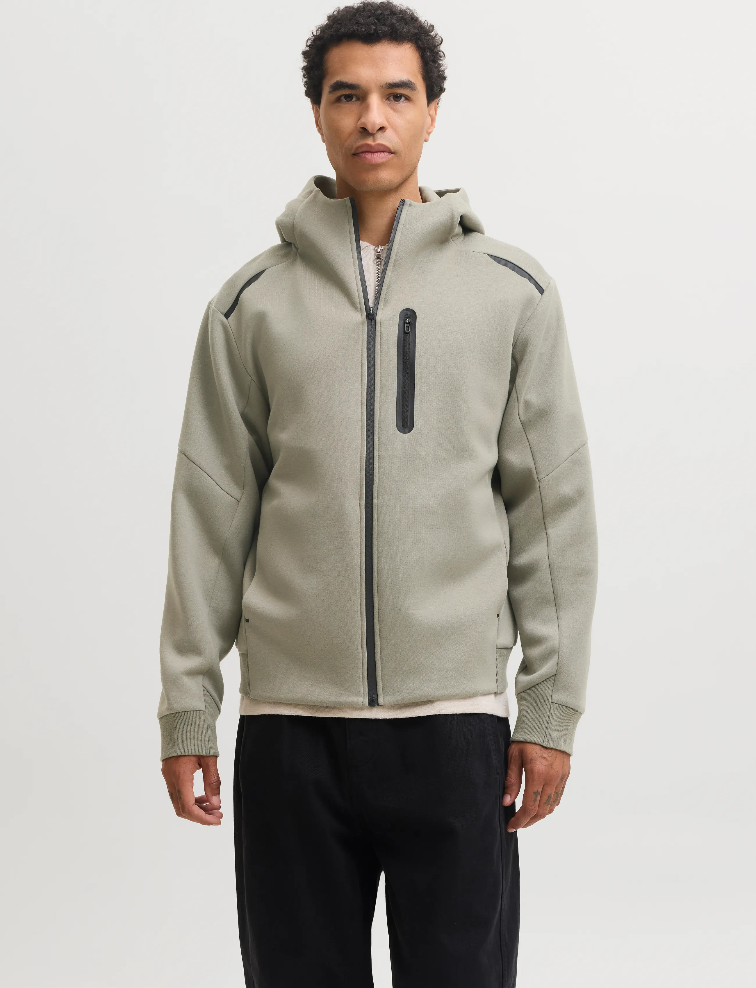 Jack & Jones JCOFUSION SWEAT FULL ZIP HOOD - Jackets - VETIVER / khaki/green